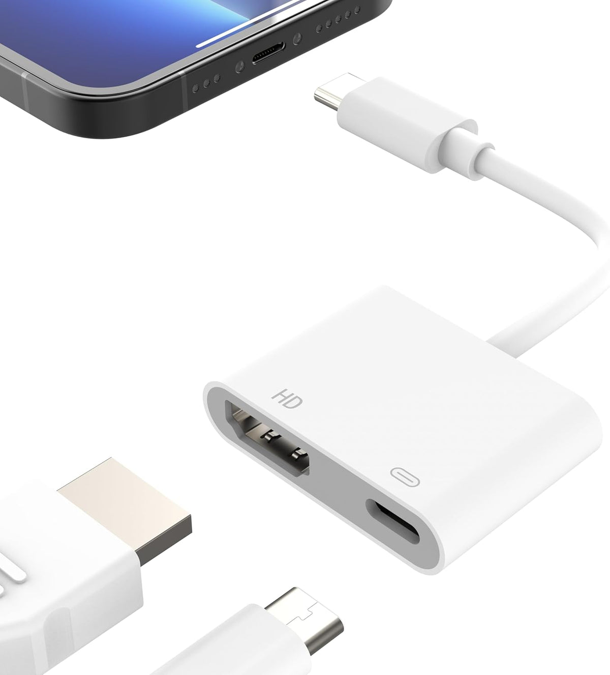 AIRSKY USB C to HDMI Adapter for iPhone 15/16, USBC to HDMI Adapter for iPhone to tv, 100W Fast Charging & 4K@60Hz, Compatible with iPhone 15, iPhone 16, MacBook Pro, iPad Pro
