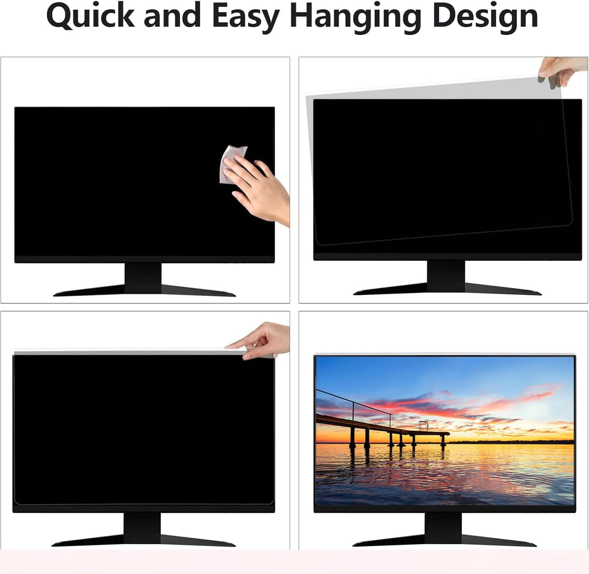 2 Pack Computer Privacy Screen Shield Compatible for 21.5/22 Inch 16:9 Widescreen Desktop Monitor - Anti Glare & Blue Light Filter - Hanging Design for Easy On/Off
