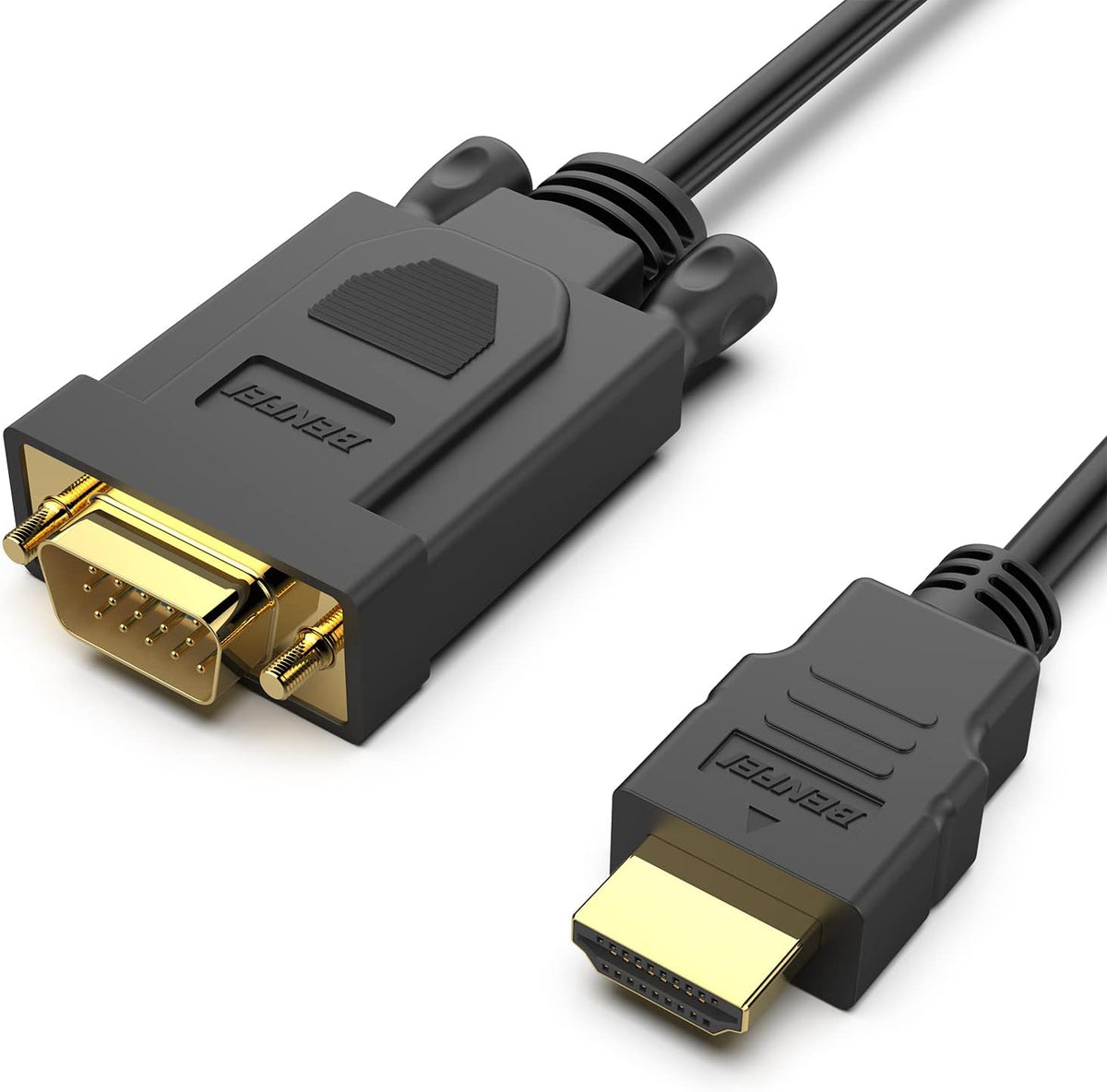 BENFEI HDMI to VGA 15 Feet Cable, Uni-Directional HDMI (Source) to VGA (Display) Cable (Male to Male) Compatible for Computer, Desktop, Laptop, PC, Monitor, Projector, HDTV, Raspberry Pi, Roku, Xbox