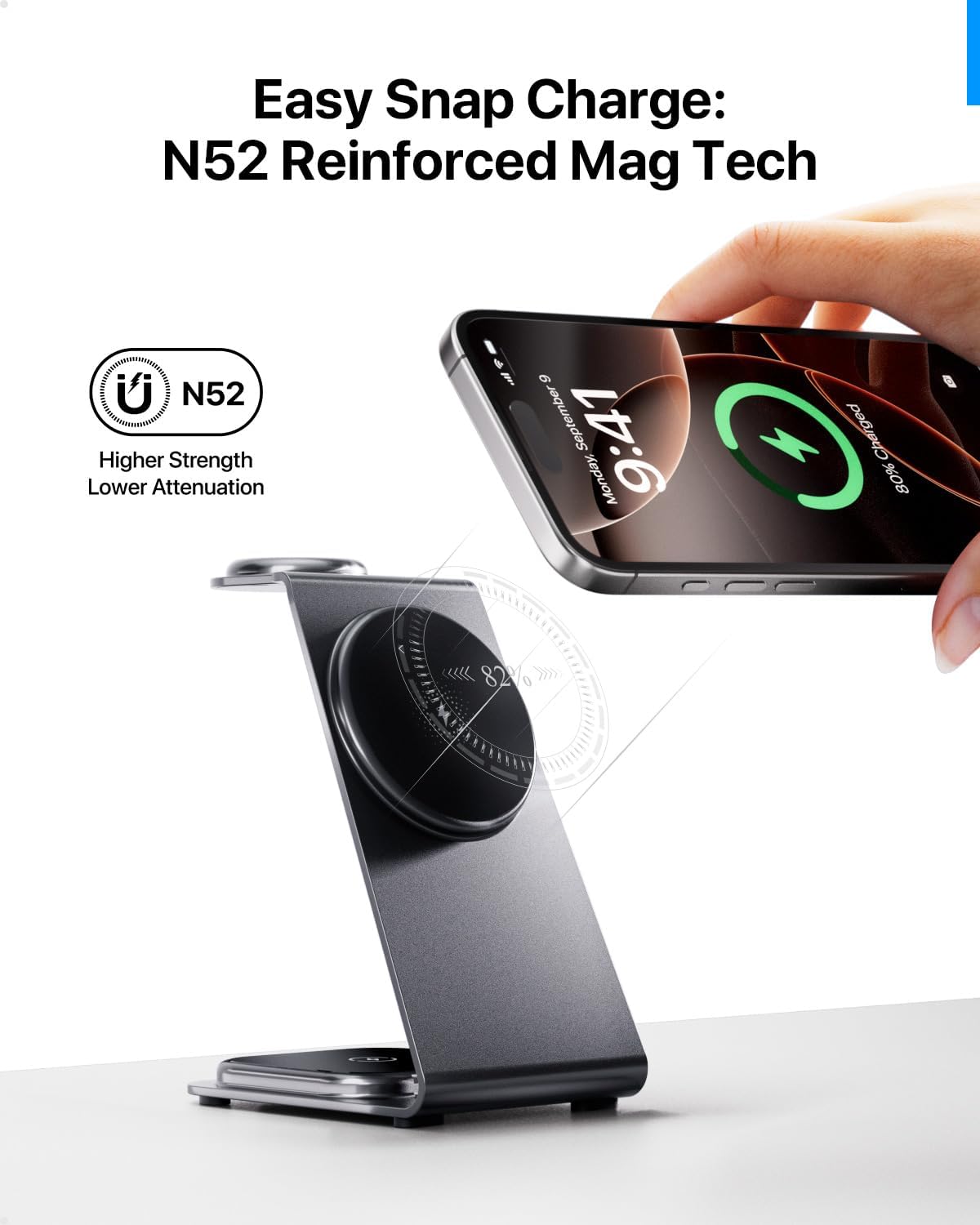 Intoval 3 in 1 Wireless Charging Station for Magsafe, Magnetic Charger for iPhone 16 15 14 13 12 Pro Max, Wireless Charger for Apple Watch 10 Ultra SE 9 8 7 6, for AirPods 4 Pro 2 3 (Silver)
