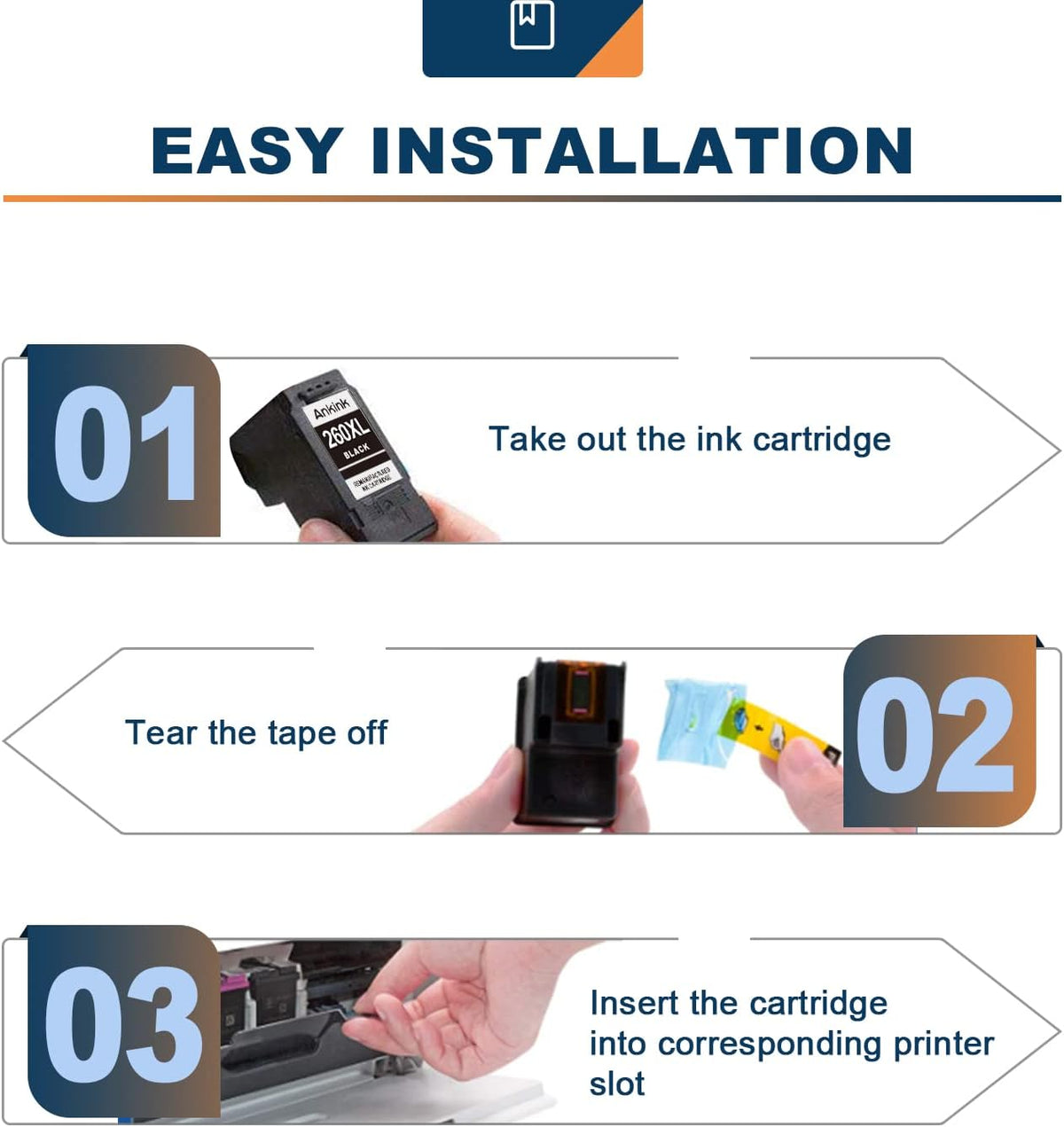 Ankink Compatible Ink Cartridge Replacement for Canon 260 260XL PG260 XL PG 260 Black Cartridges for Cannon TR7020a TR7022 TS6400 TS6420 TS6420a TS5300 TS5320 All in One Printer (2 Black)