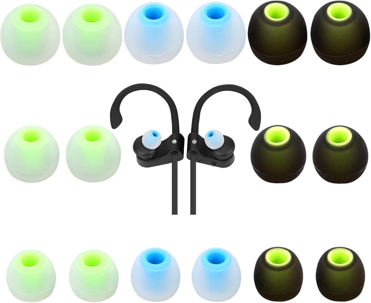 Earbud Tips Ear Bud Tips Soft Anti Slip Washable and Reusable Silicone Replacement Earbud Tips Fit Most in-Ear Earbuds(Inner Hole 3.8mm -5.1mm) 18pcs S M L
