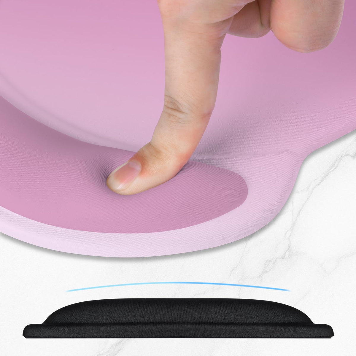 ITNRSIIET Ergonomic Mouse Pad with Comfort Gel Wrist Rest, Non-Slip PU Base, Smooth Textured Surface, Reduces Hand Fatigue & Wrist Pain, 8.7 x 7.2 Inch for Office Gaming Home, Soft Pink Gradient
