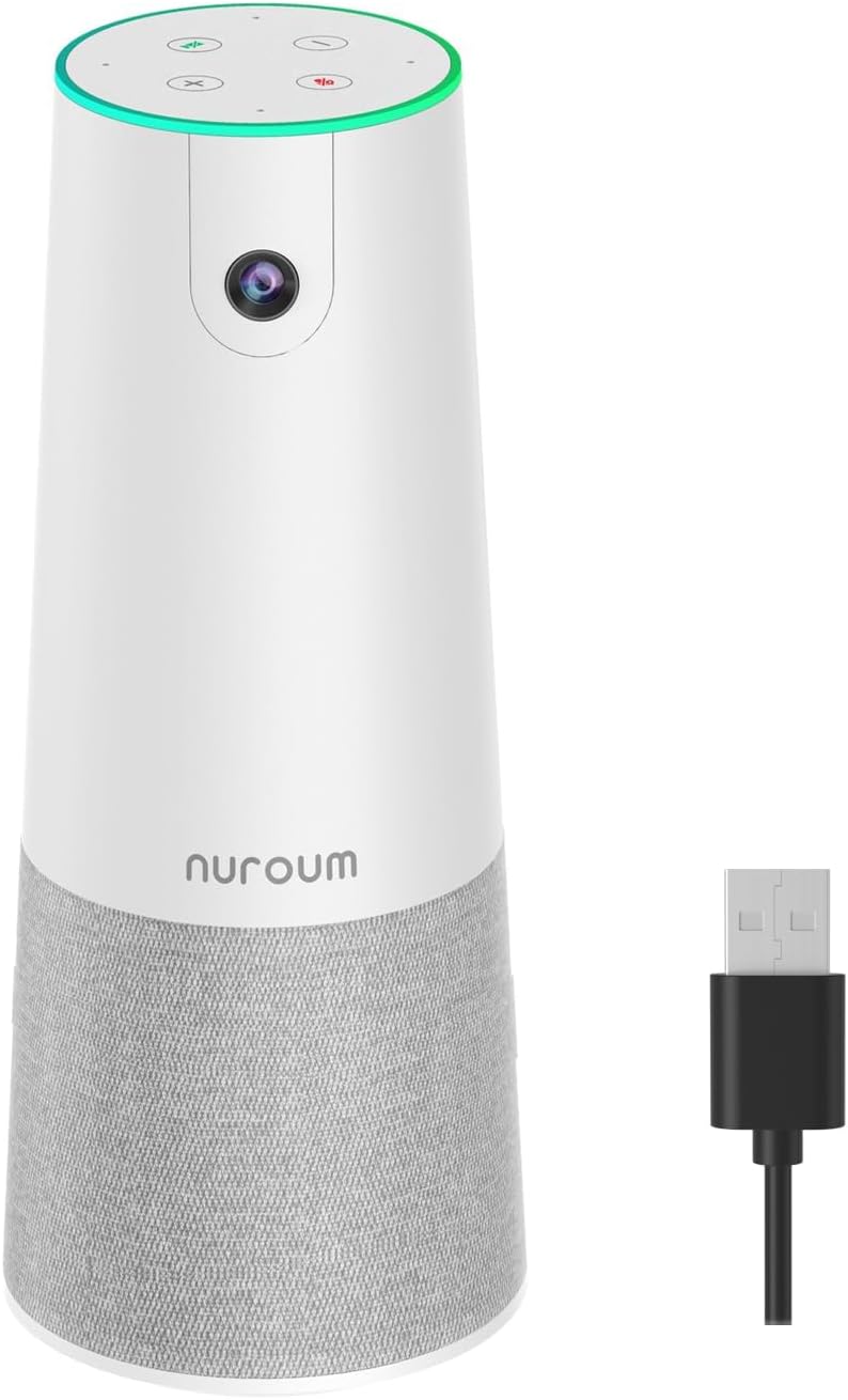 NUROUM C20(2nd Gen) HD Conference Webcam, 1080P Video Conferencing Camera with Microphone and Speaker, All in One Computer Camera for Desktop, 13ft Voice Pickup, AI Noise-Cancellation, USB Plug&Play