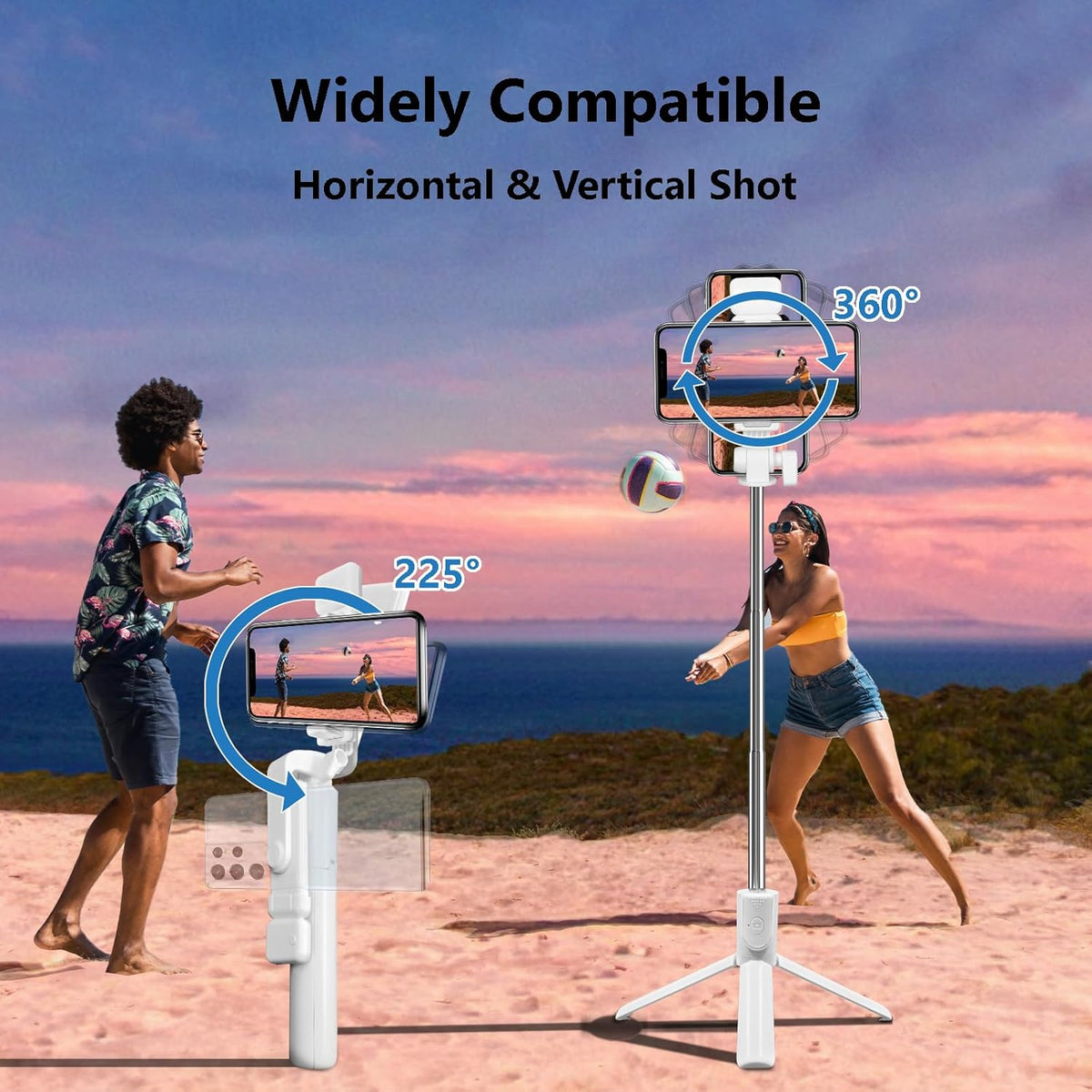 Selfie Stick Tripod, 40 in Retractable Tripod for iPhone with Wireless Remote Control & Light, Portable Phone tripods for Photograph, Live Streaming, Video Recording, Compatible with All Cellphones