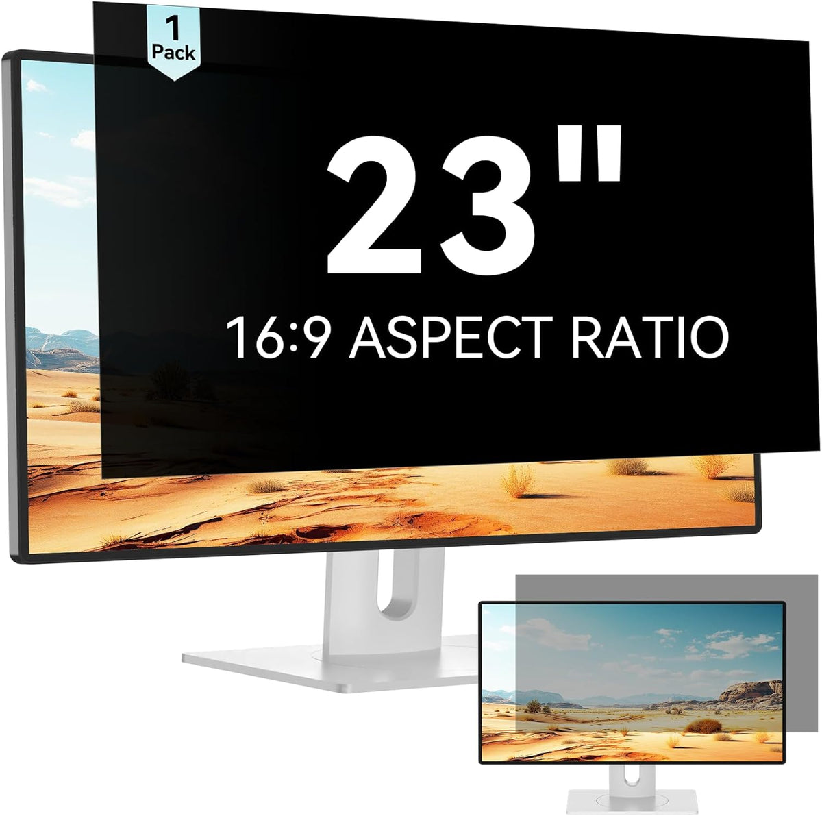 Mamol 23 Inch Computer Privacy Screen Filter for 16:9 Widescreen Monitor, Anti Glare & Blue Light Filter, Removable Computer Monitor Privacy Shield, Anti-Scratch Screen Protector Film 23 in
