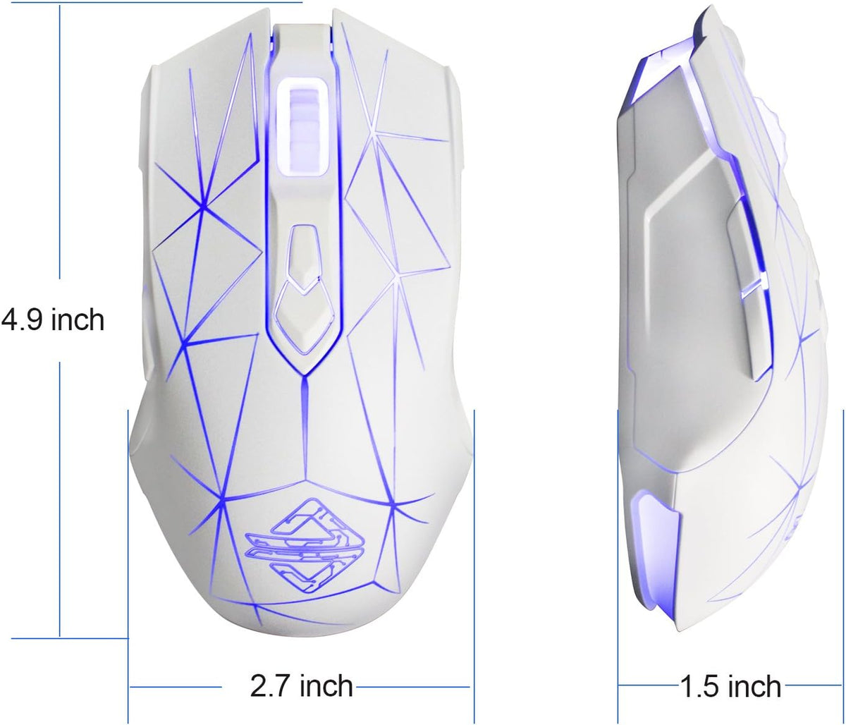 FIRSTBLOOD ONLY GAME. AJ52 Watcher RGB Gaming Mouse, Programmable 7 Buttons, Ergonomic LED Backlit USB Gamer Mice Computer Laptop PC, for Windows Mac Linux OS, Star White