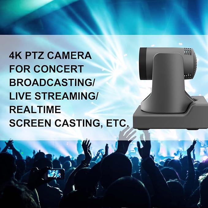 PTZ Camera 4K Ptz Camera with AI TrackingHDMIPOE Support 20X Optical Zoom Video and Network IP Live Streaming Simultaneous 3G-SDI and USB Video Output for Conferences Church Teaching