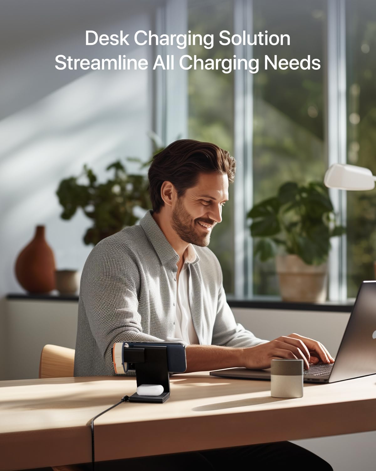 Intoval 3-in-1 Magnetic Charging Station, Travel Foldable Charging Dock for Magsafe iPhone 16 to 12(Plus/Pro/Pro Max), Apple Watch and AirPods, Desk and Bedside Trio Magnetic Stand (M5,Black)