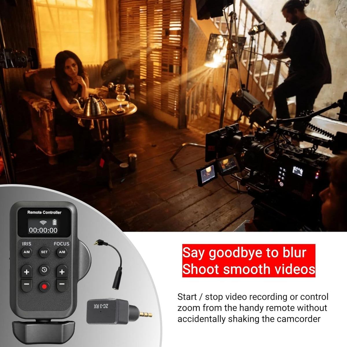 Wireless LANC Controller Camcorder Remote Control for Canon G70 XA11 XA50 XA55 XF405 G60 G26 for Sony Z150 NX100 NX70 NX80 NX3 NX200 Zoom Controller for LANC or Remote Jack (2.5 mm)