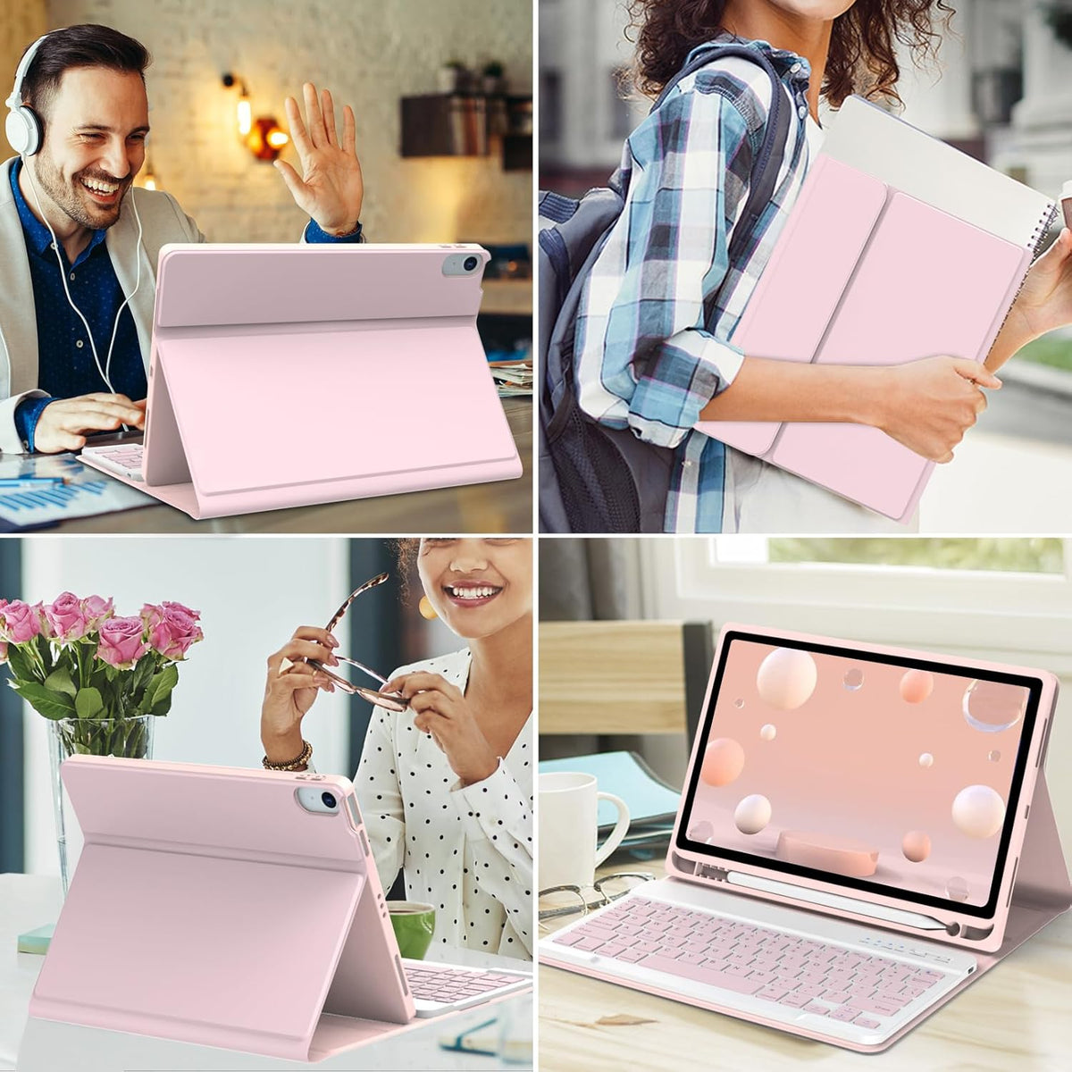 Keyboard Case for iPad Air 11-inch M3/M2/Air 5th/ 4th Generation- Detachable Bluetooth Keyboard Case with Pencil Holder - Flip Stand Cover for iPad Air 11"(2025&2024) /Air 5 2022/Air 4 2020/Pro 11 1st