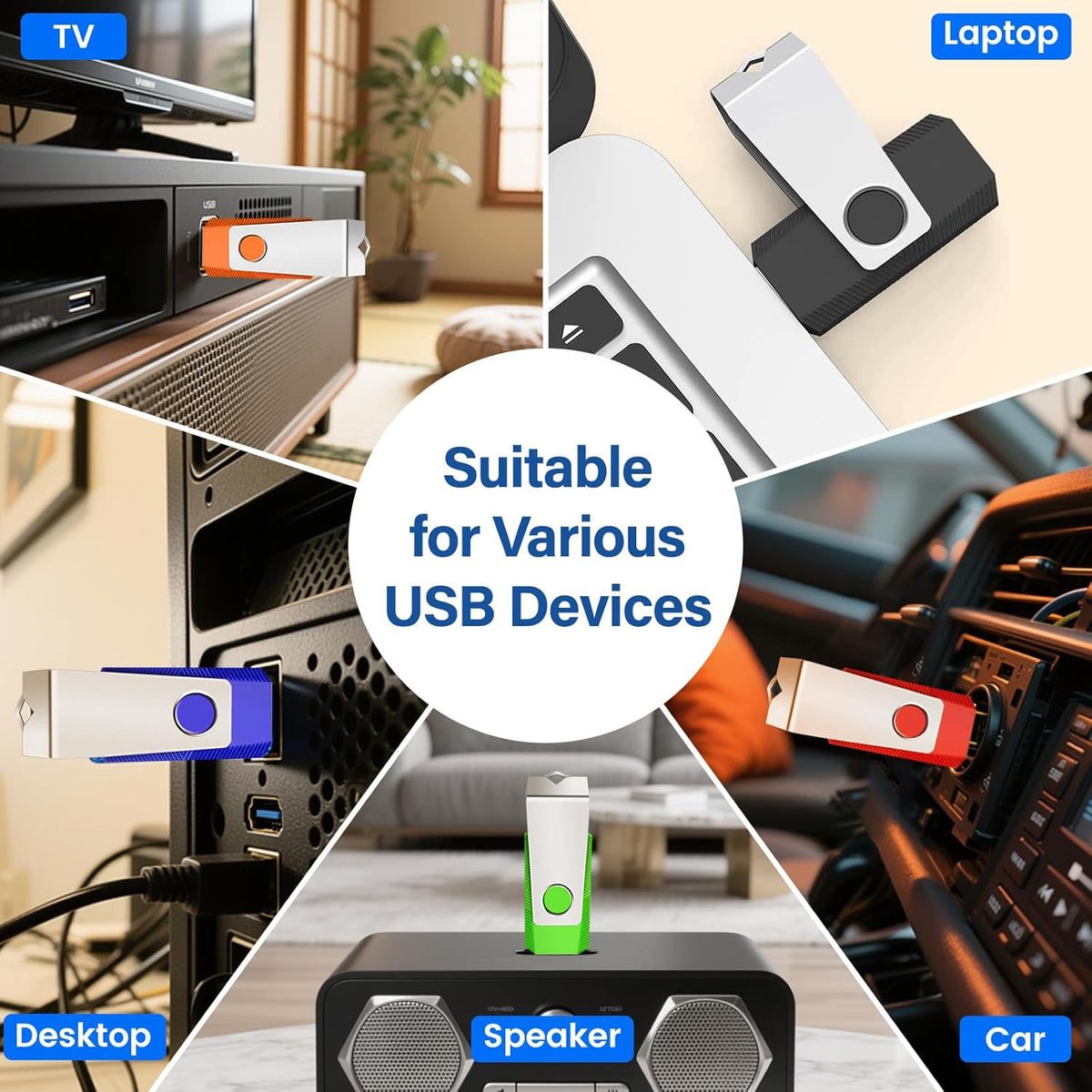 2GB Flash Drives 100 Pack, Wooolken USB 2.0 Thumb Drive with Lanyards Bulk USB Sticks for Weddings,Office, School, Data Storage Backup