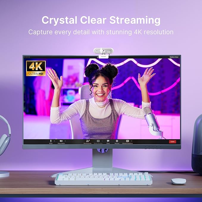 NexiGo N660P Pro 4K Webcam with Distortion-Free Lens 1080p 60 fps Autofocus USB Streaming Camera 3DNR Noise-Canceling Mics &amp Privacy Cover Web Cam for Gaming/Live Streaming/PC/Mac/Switch 2 Wh