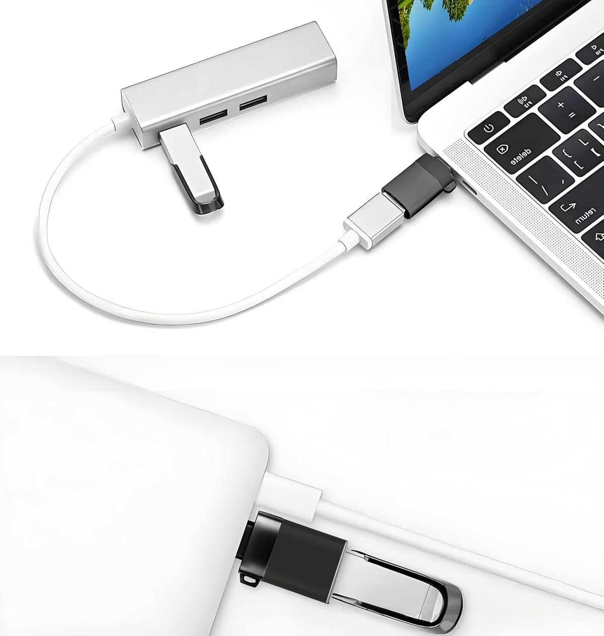 USB to USB C Adapter,USB-C Male to USB3.0 Female Adapter Thunderbolt 3 OTG Converter,Compatible with MacBook Pro,MacBook,iPad/Samsung Galaxy S20-S23 / Dell XPS,and More USB Devices Rope Black