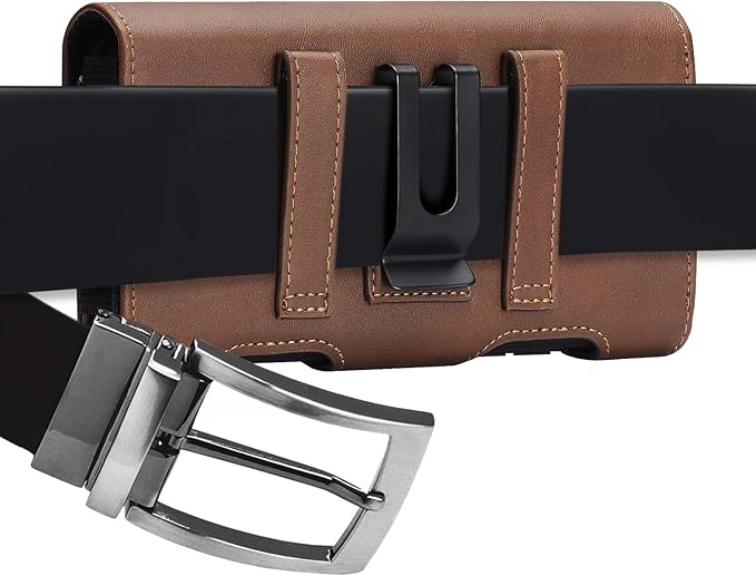 BECPLT for Galaxy S25 Ultra S24+ S23 Ultra Holster Leather Carrying Cell Phone Holder Belt Clip Holster Case Pouch Brown