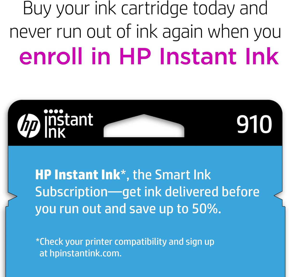 HP 910 Cyan Ink Cartridge | Works with HP OfficeJet 8010, 8020 Series, HP OfficeJet Pro 8020, 8030 Series | Eligible for Instant Ink | 3YL58AN