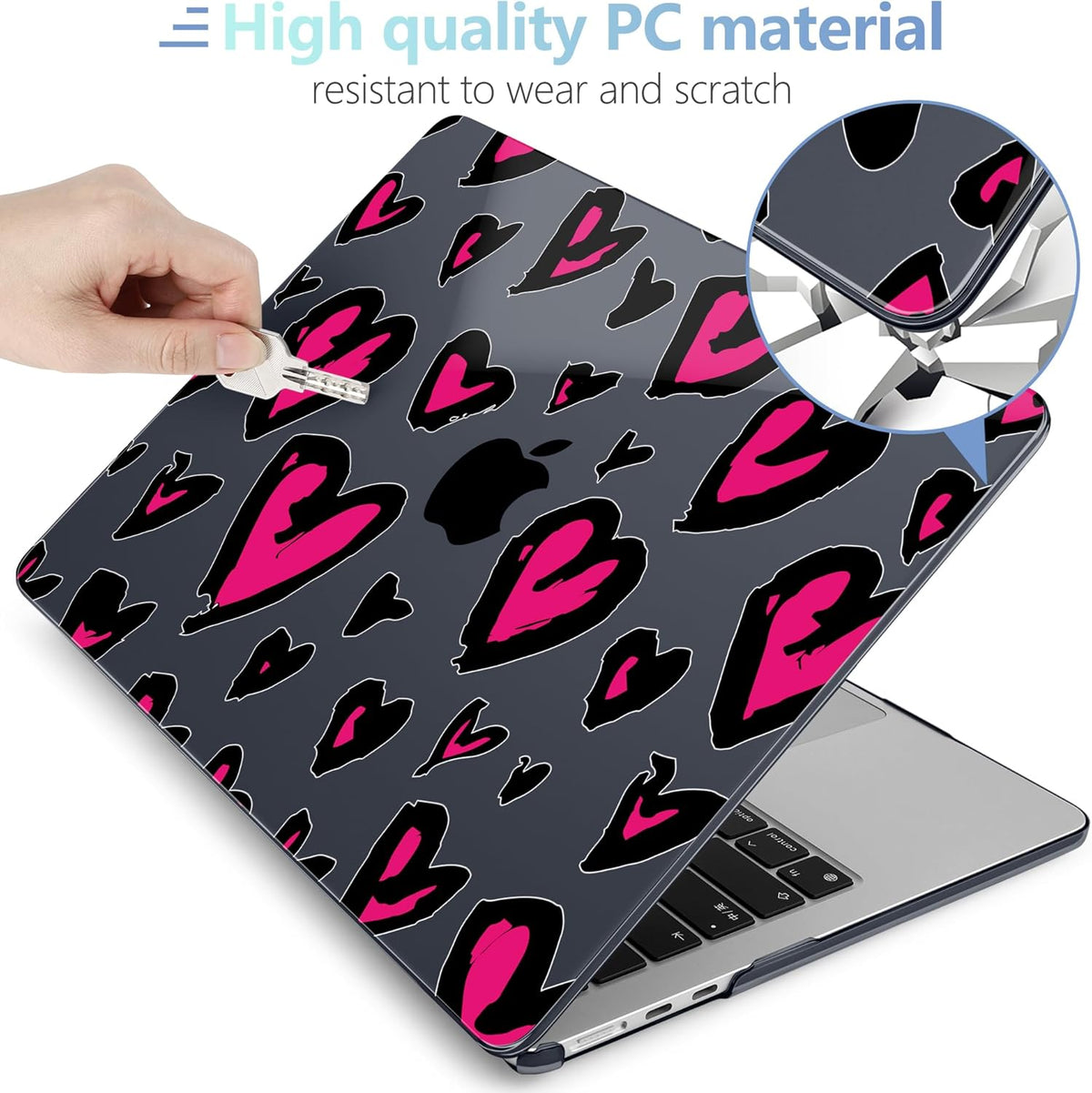 MEEgoodo for M4/M3/M2 MacBook Air 15.3 inch Case 2025 2024 2023, Case Fit Model (A3241/A3114/A2941) for MacBook Air 15 inch, Laptop Hard Shell with Keyboard Cover, Handwritten Heart