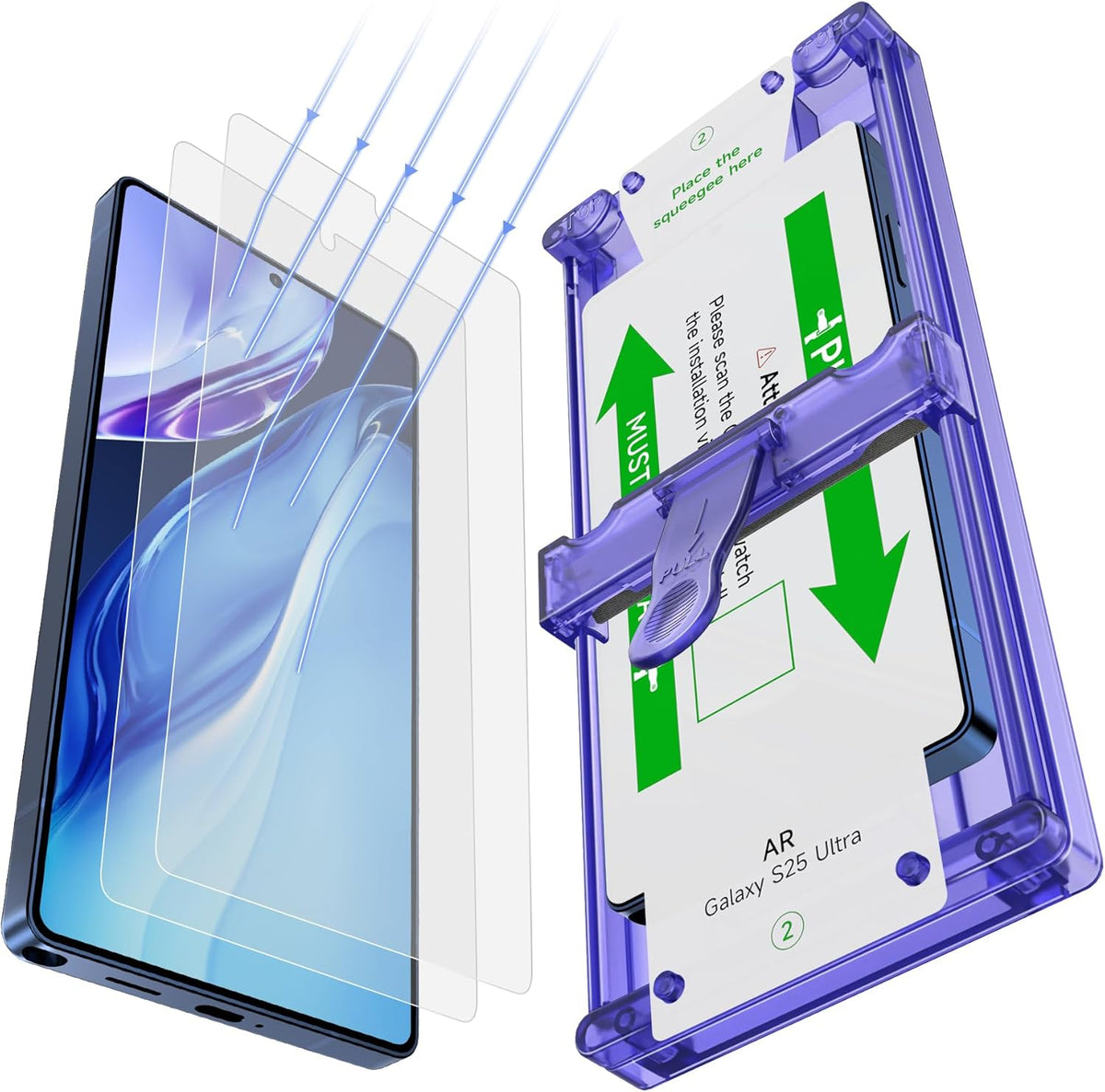 YWXTW Anti Reflective Screen Protector for Samsung Galaxy S25 Ultra, Anti Glare & EZ Unlock [Bubble Free Applicator] [Not Glass] Display Protective Film Shield Accessories Case Friendly, 2 Pack
