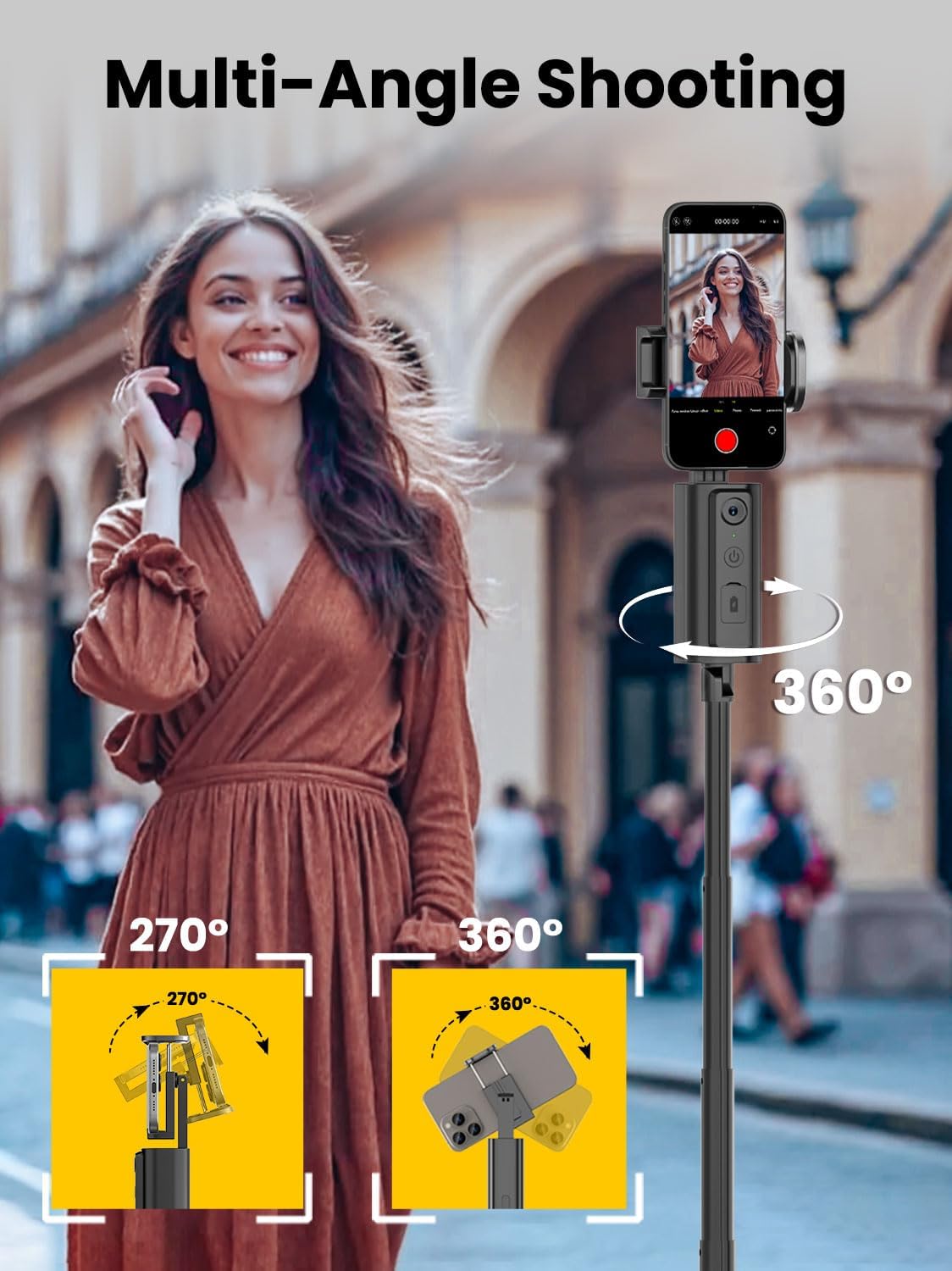Face Tracking Tripod for iPhone,57'' Expandable Selfie Stick for iPhone,Phone Tripod for Android with Remote, No APP,Gesture Control,Content Creator Essentials for YouTube, Tiktok,Smart M3