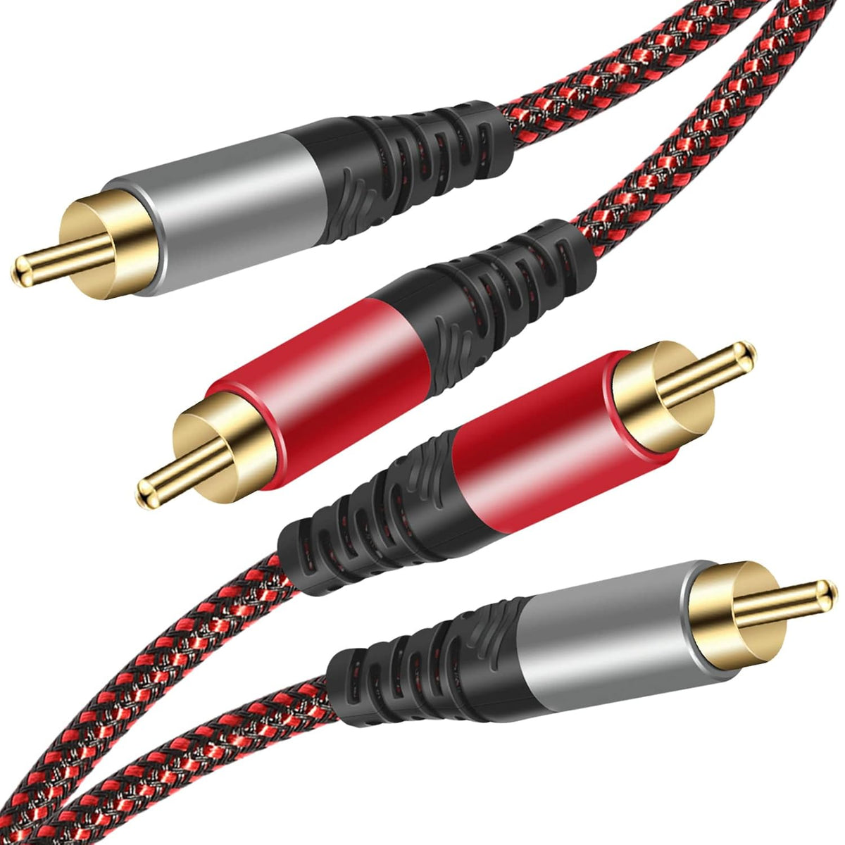 RCA Cable 20Ft,2Rca Male to 2-RCA Male Audio Stereo Subwoofer Cable [Hi-Fi Sound] Nylon-Braided Auxiliary Audio Cord for Home Theater, HDTV, Amplifiers, Hi-Fi Systems,Speakers and etc (20Ft)