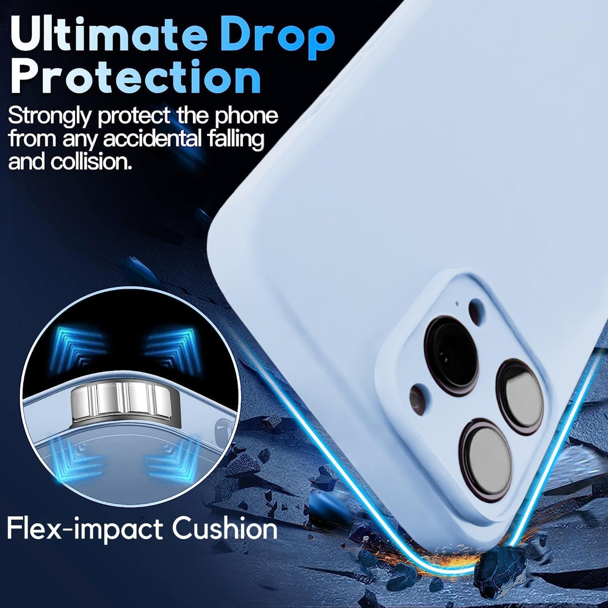 Blaspins Crossbody Lanyard Strap Case for iPhone 13 Pro, Neck Cross Body, Adjustable Holder Removable, Drop Protection Shockproof, Hands-Free Silicone Case 6.1 inch, 150 cm Strap, iP13Pro - Blue