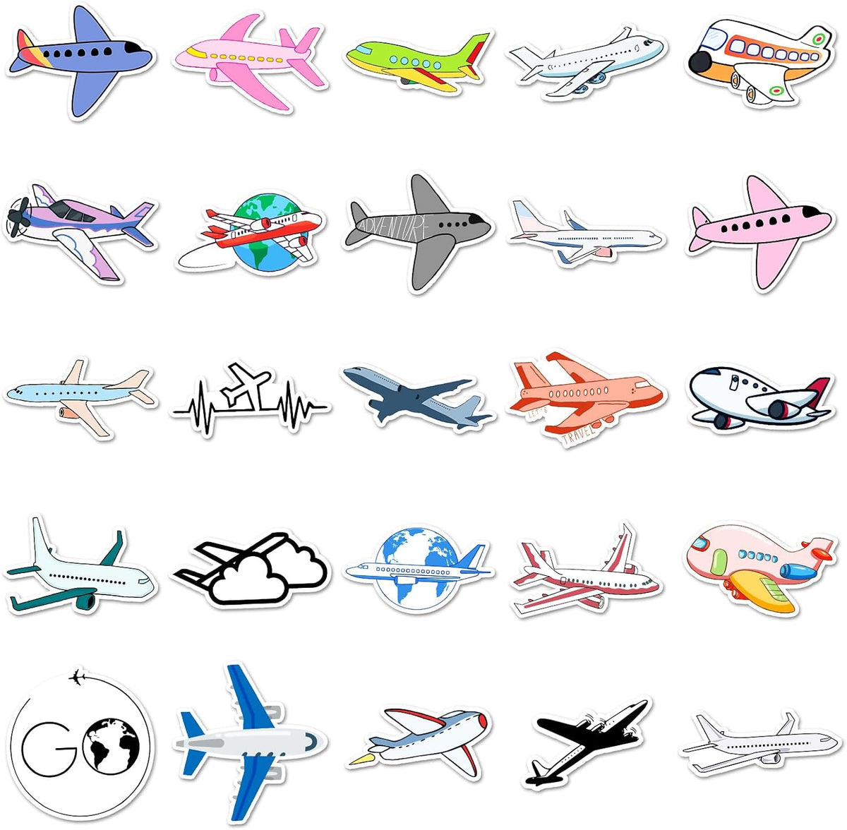 100 Set Pcs Airplane Stickers for Adults Teens, Airplane Party Supplies, Aircraft Waterproof Viny Stickers and Decals