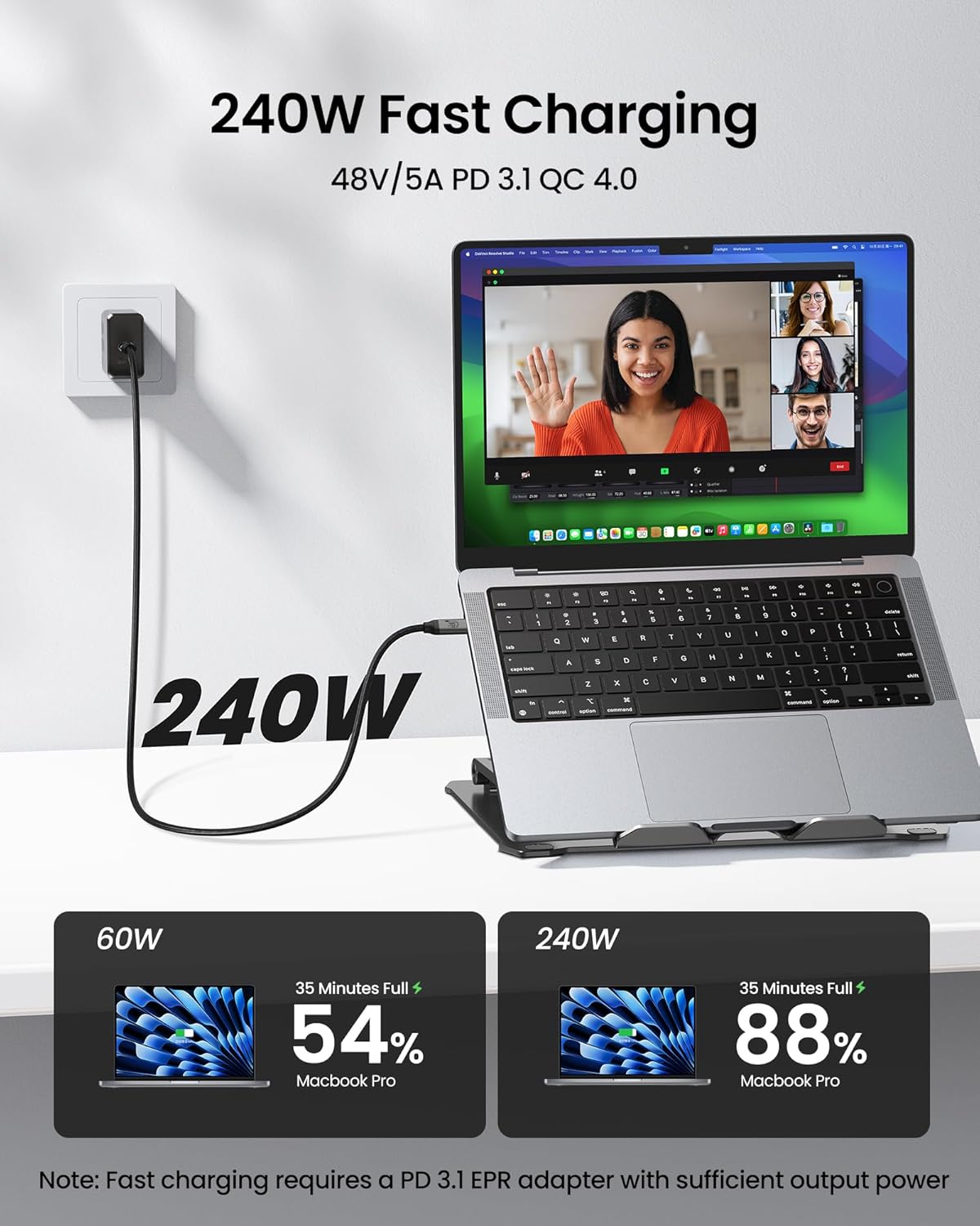 6.6FT [4K@144Hz/60Hz 8K@30Hz], 3.2 2x2 20Gbps 240W 16, Silkland USB C Monitor Display Cable USB C Gen Video Cable, Data