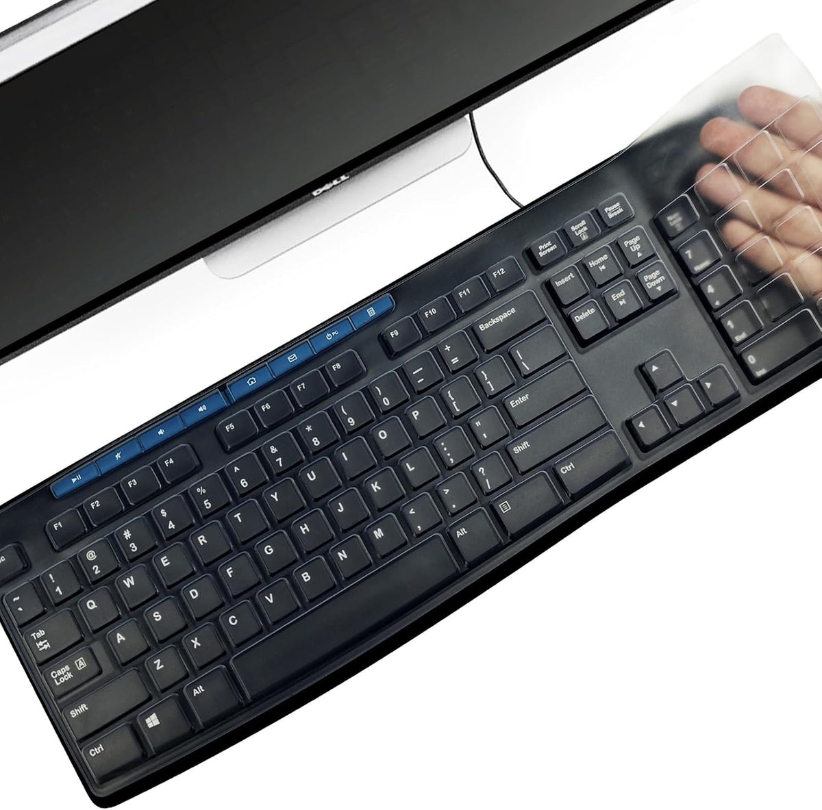 Silicone Keyboard Cover for Logitech K200 K260 K270,Ergonomic Wireless Keyboards, MK200 MK260 Keyboard Skin Waterproof Dustproof - Transparent