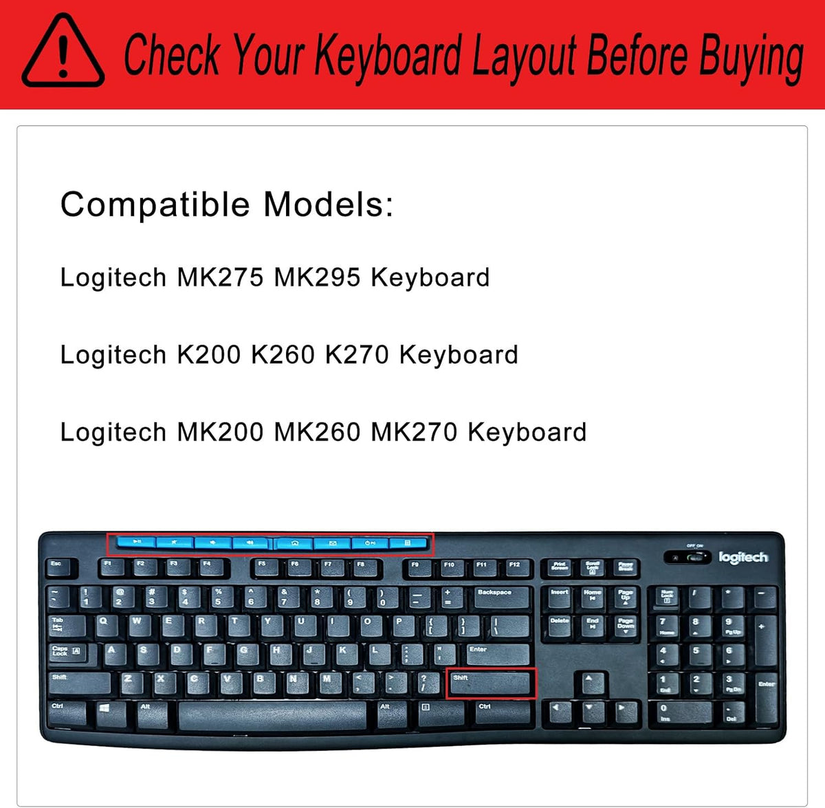 Keyboard Cover Silicone for Logitech K200 K260 K270, Keyboard Cover for Logitech K200 K260 K270 Ergonomic Wireless Keyboards, MK200 MK260 Keyboard Skin Waterproof Dustproof (Gradient Pink)