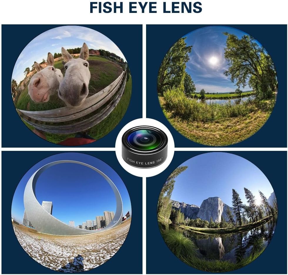 Cell Phone Camera Lens Kit,11 in 1 Super Wide Angle+ Macro+ Fisheye Lens +Telephoto+ CPL+3/6 Kaleidoscope+Starburst/Radial/Soft/Flow Filter Lens Compatible for iPhone X/8/7/6s/6 Plus, Samsung,Android