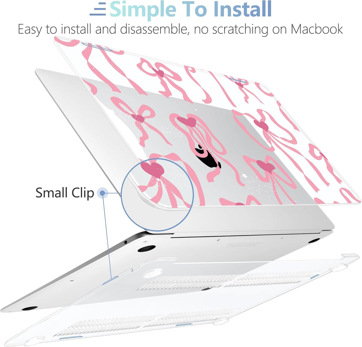 MEEgoodo for MacBook Air 13 inch Case 2021 2020 2019 2018 Released A2337 M1 A2179 A1932 with Touch ID, Plastic Hard Shell & Keyboard Cover Compatible with MacBook Air Case 13.3,Coquette Ribbon Bow