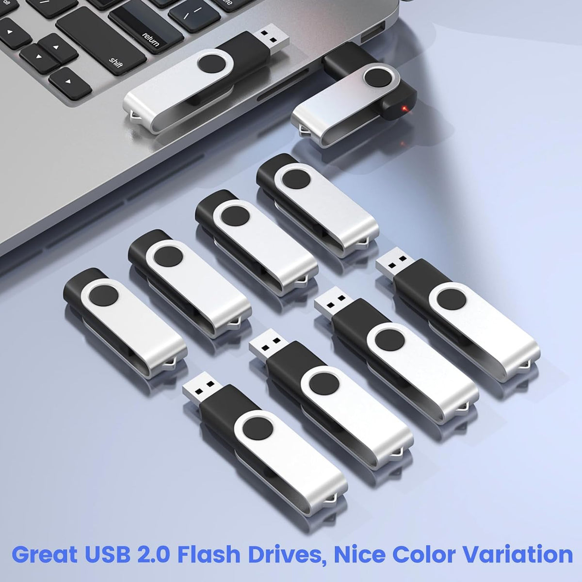 ABLAZE 2GB USB Flash Drive 100 Pack, USB 2.0 Thumb Drives Bulk Memory Sticks Pendrives 100PCS (Black)