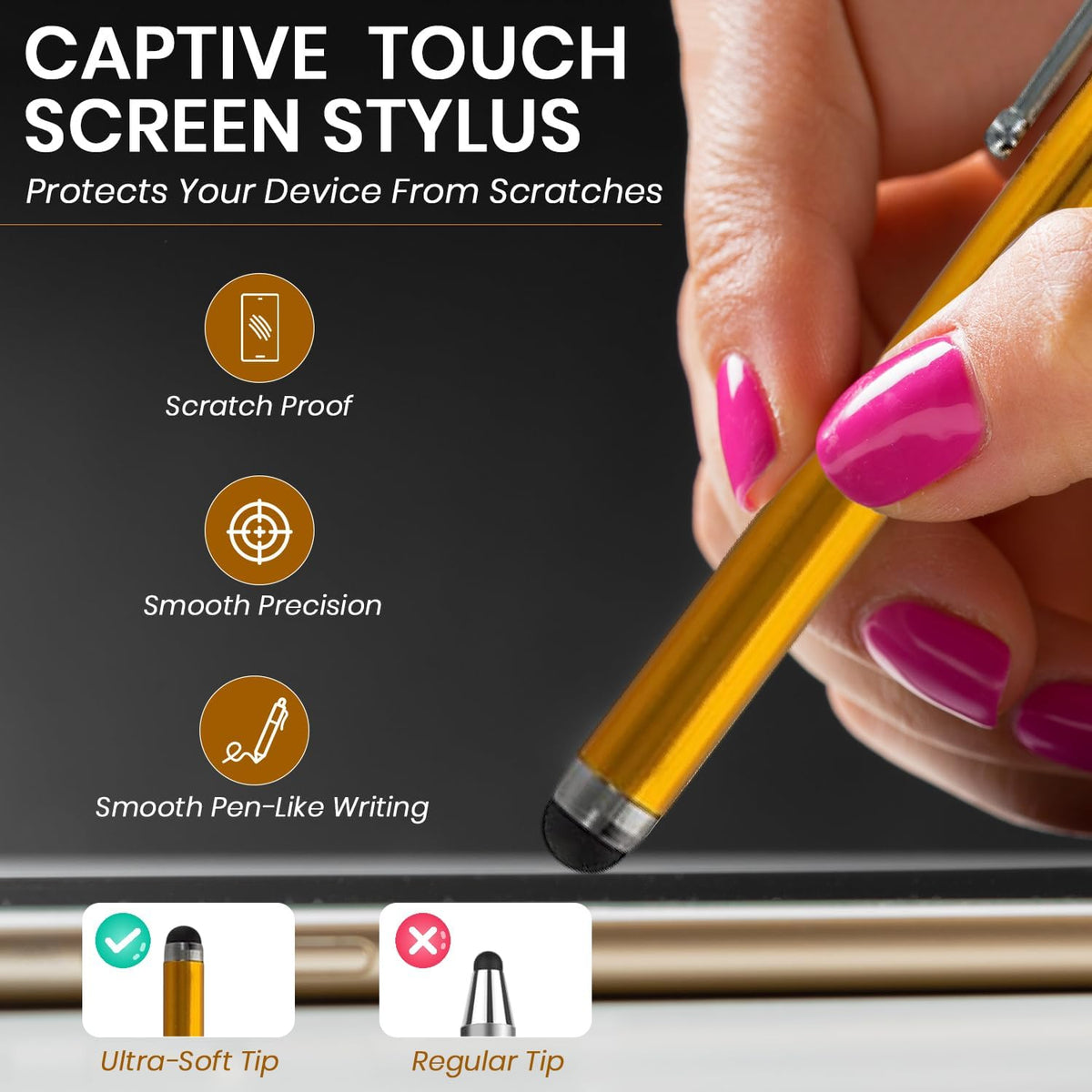 TCD 10-Pack Stylus Pen Set – Universal Capacitive Pen for iPad, iPhone, Tablet, Laptop – Premium Thick Rubber Tip Styluses for All Touchscreen Devices, Coral
