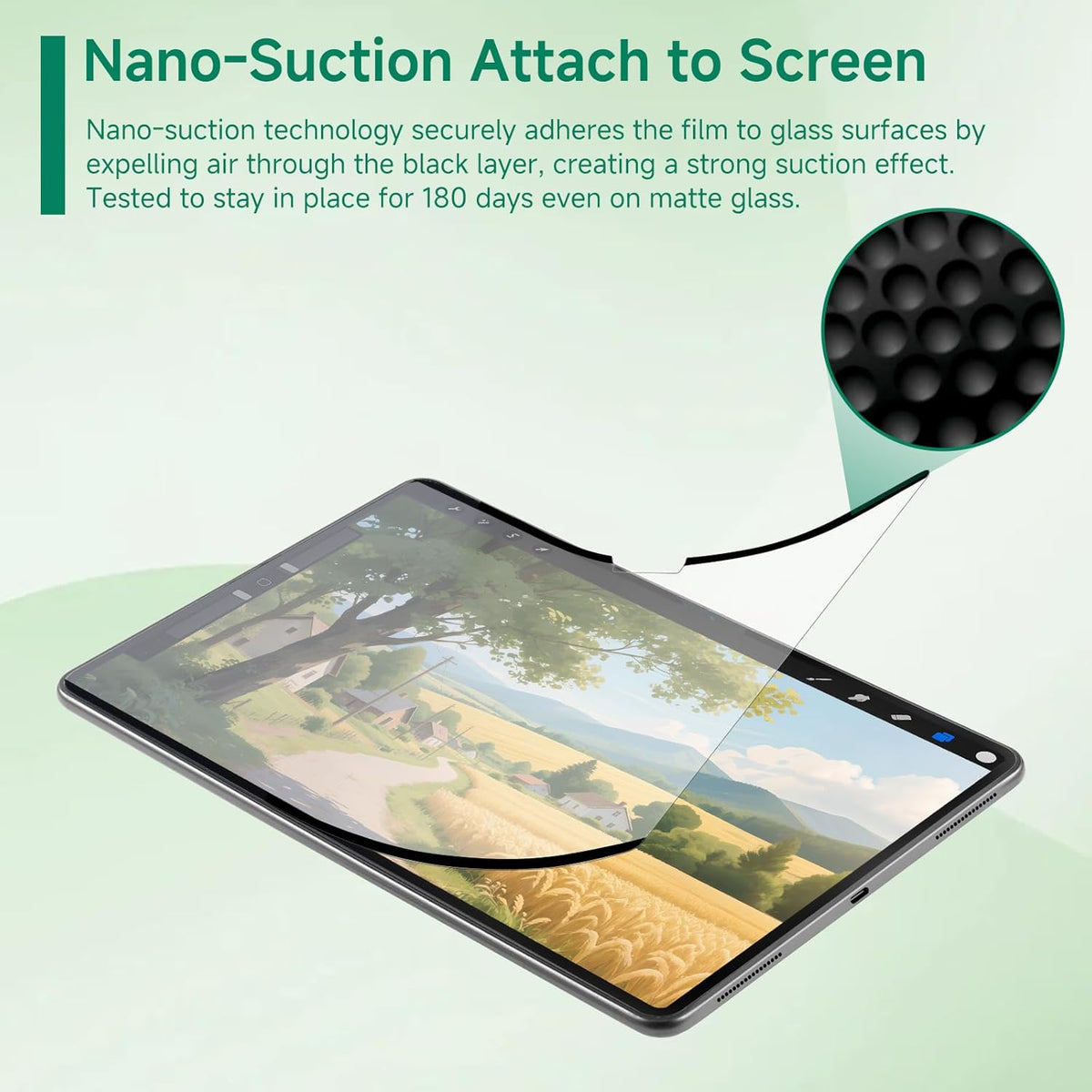 Nano-Suction Paper Feel Screen Protector for iPad Air 11 Inch M3/M2 (7th/6th Gen, 2025/2024), Removable, Reusable, Write as Real Paper, Anti Glare, Stable, Matte Finish