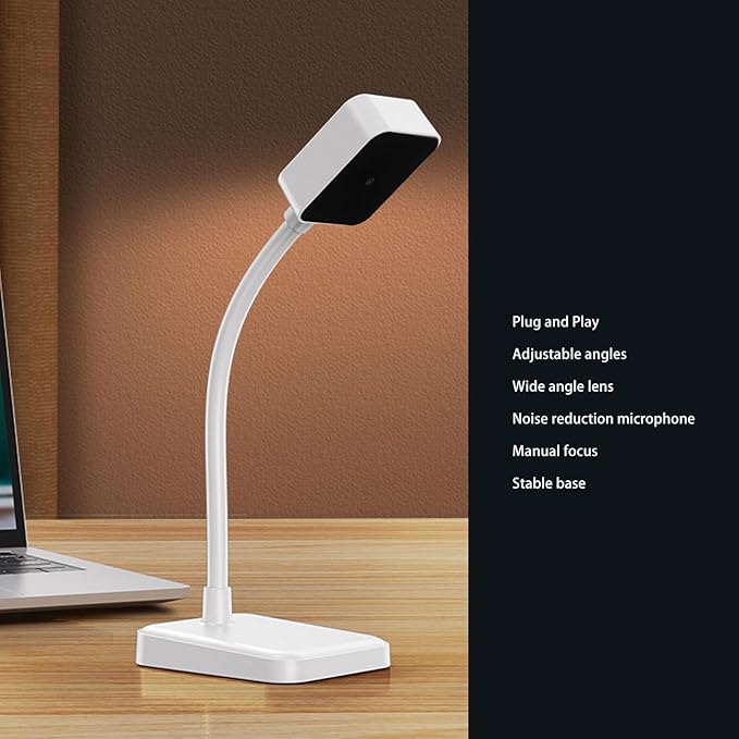 Fabater 1080p HD Computer Camera with Microphone Laptop USB PC Webcam 30fps Adjustable Angle Plug and Play for Win7 8 10 OS X
