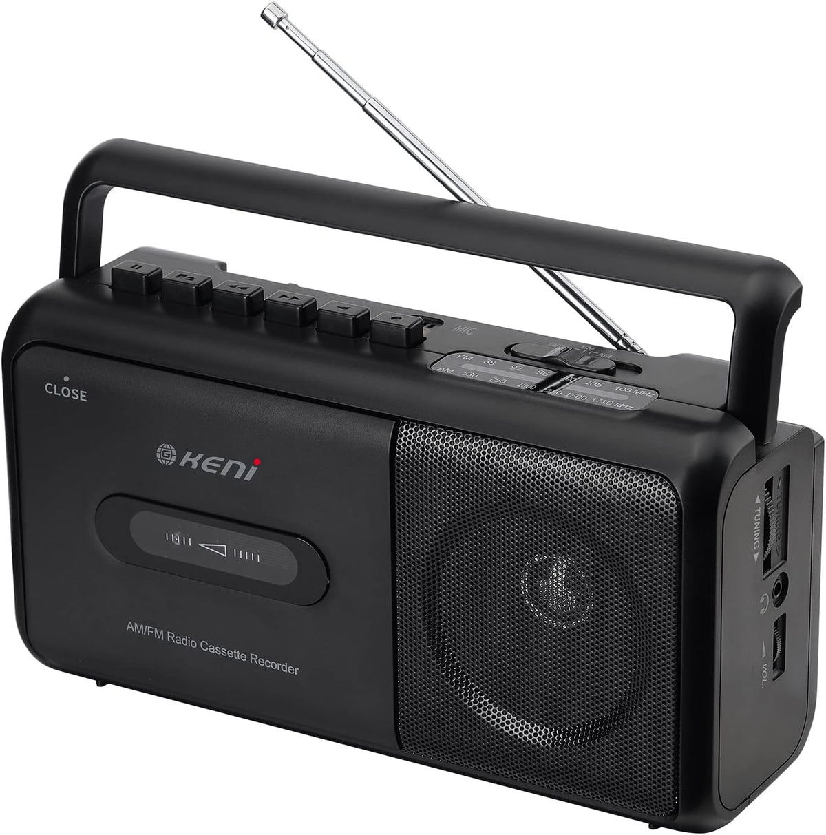 G Keni Cassette Casette Portable Player Boombox AM/FM Radio Stereo, Tape Player Recorder with Earphone Jack Battery