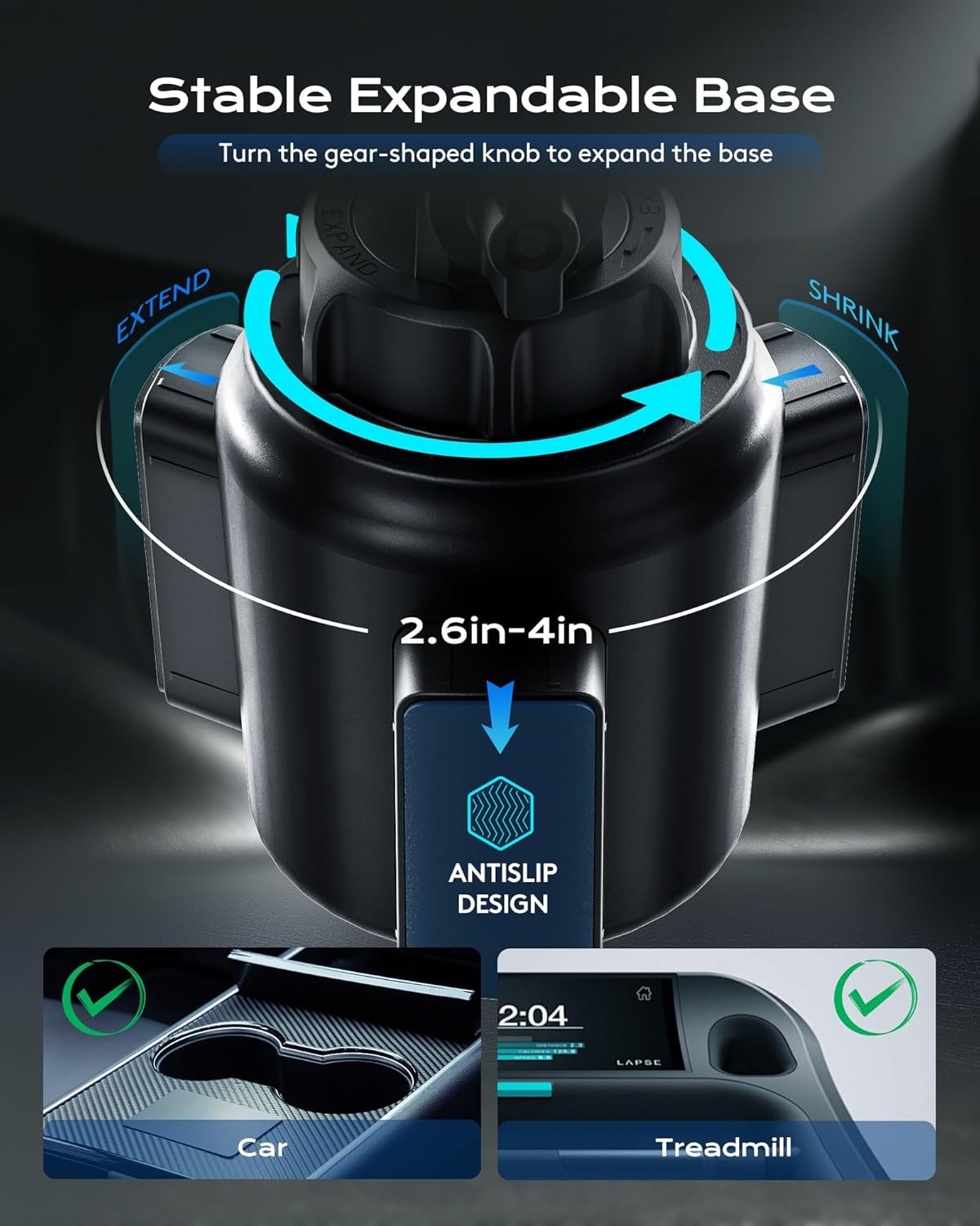 Magnetic Cup Phone Holder Car Wireless Charger for MagSafe, 15W Fast Charging Car Mount Stand for iPhone 16 Pro Max/15/14/13/12, Cupholder Expander, LED Light Ring, Strong N52 Magnets