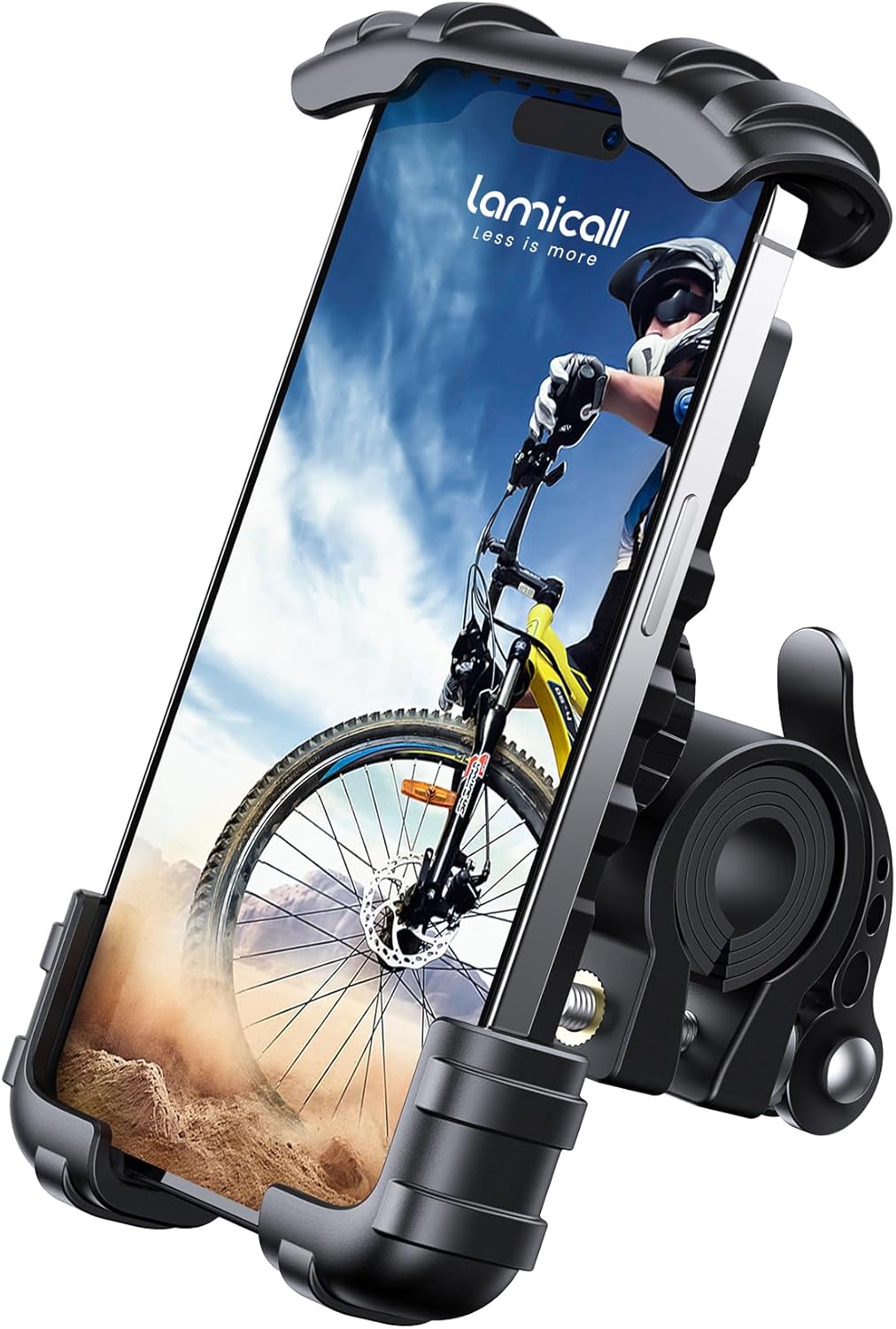 Lamicall Bike Phone Holder, Motorcycle Mount - Motorcycle Phone Holder, Handlebar Cell Phone Clamp, Scooter Phone Clip for iPhone 16 Pro Max/Plus, 15 Pro Max, S10, S20, More 4.7" to 6.8" Smartphones
