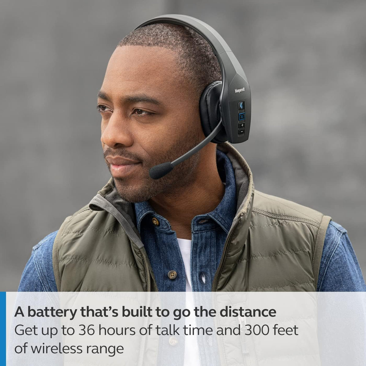 BlueParrott B650-XT Mono Bluetooth Wireless Headphones 96% Noise Canceling Over Head Trucker Headset with Mic, 100% Voice Control, IP54-Rated Protection, Active Noise Cancellation, 36 hrs. Talk Time
