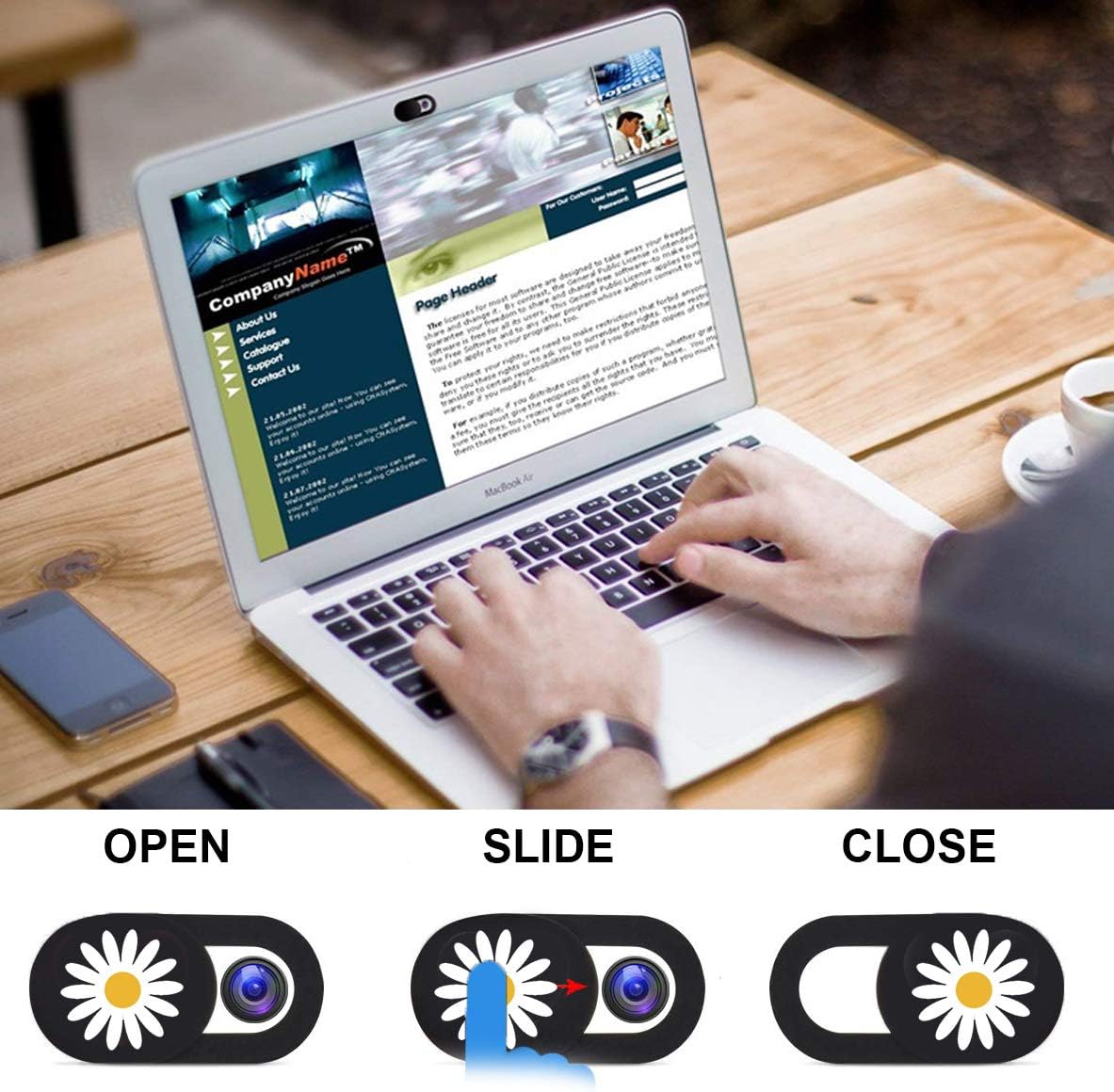 Laptop Camera Cover Slide 3 Pack Ultra Thin Slide Laptop Camera Cover for Echo Show, MacBook Pro, MacBook Air, Computer, Tablet, Mac Air, Chromebook, PC - Daisy (Patent Pending)