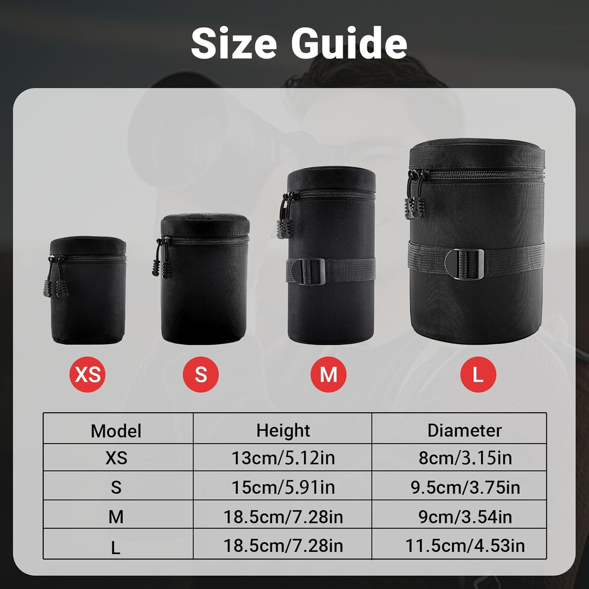 Generic Professional Camera Lens Pouch, Water-Resistant Padded DSLR and Mirrorless Lens Bag with Belt Loop