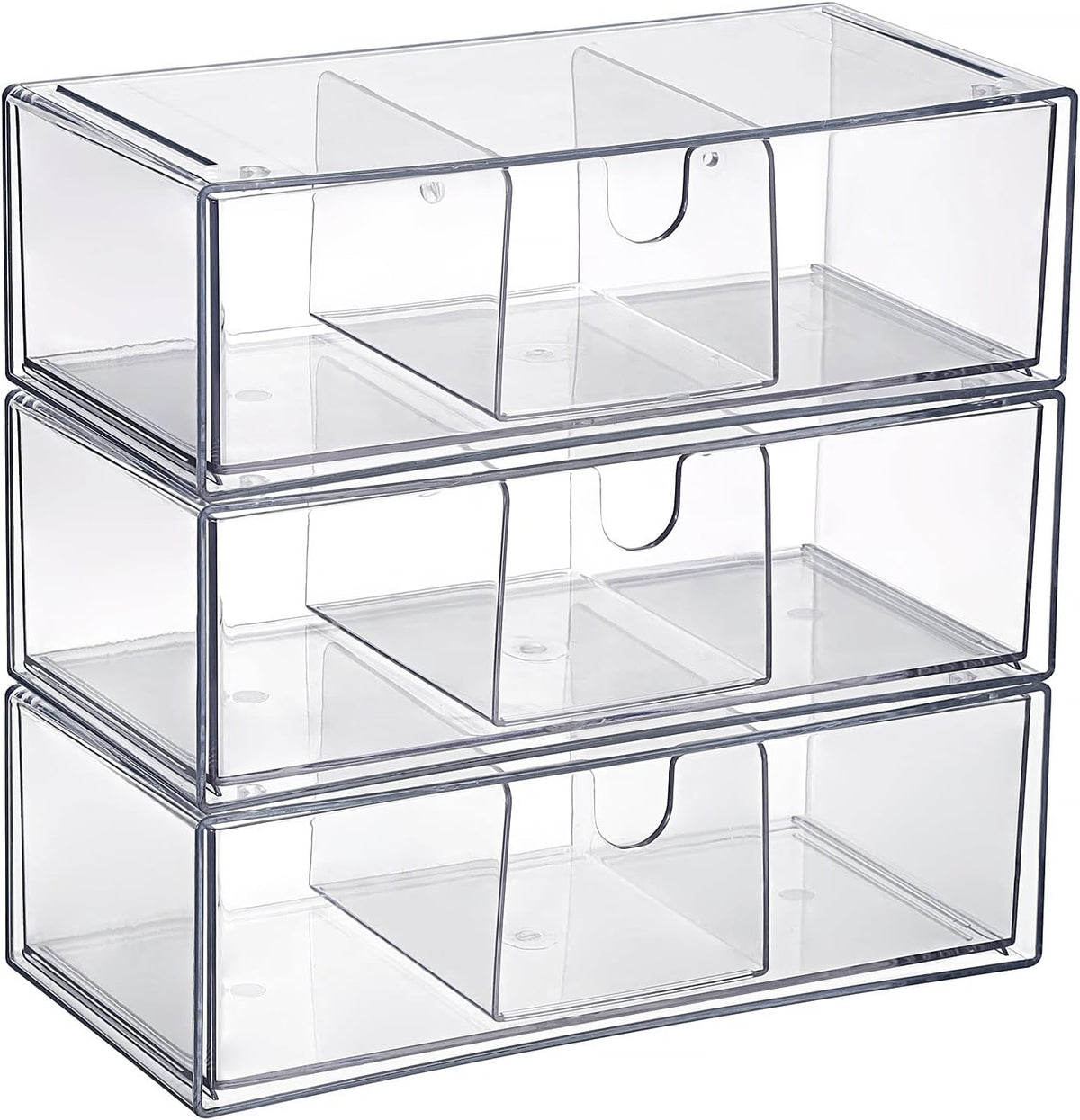 3 Pack 9V, 3-Drawer Common BTSKY Clear Acrylic Battery Storage Organizer for AA, AAA, C, D Batteries, Storage Box