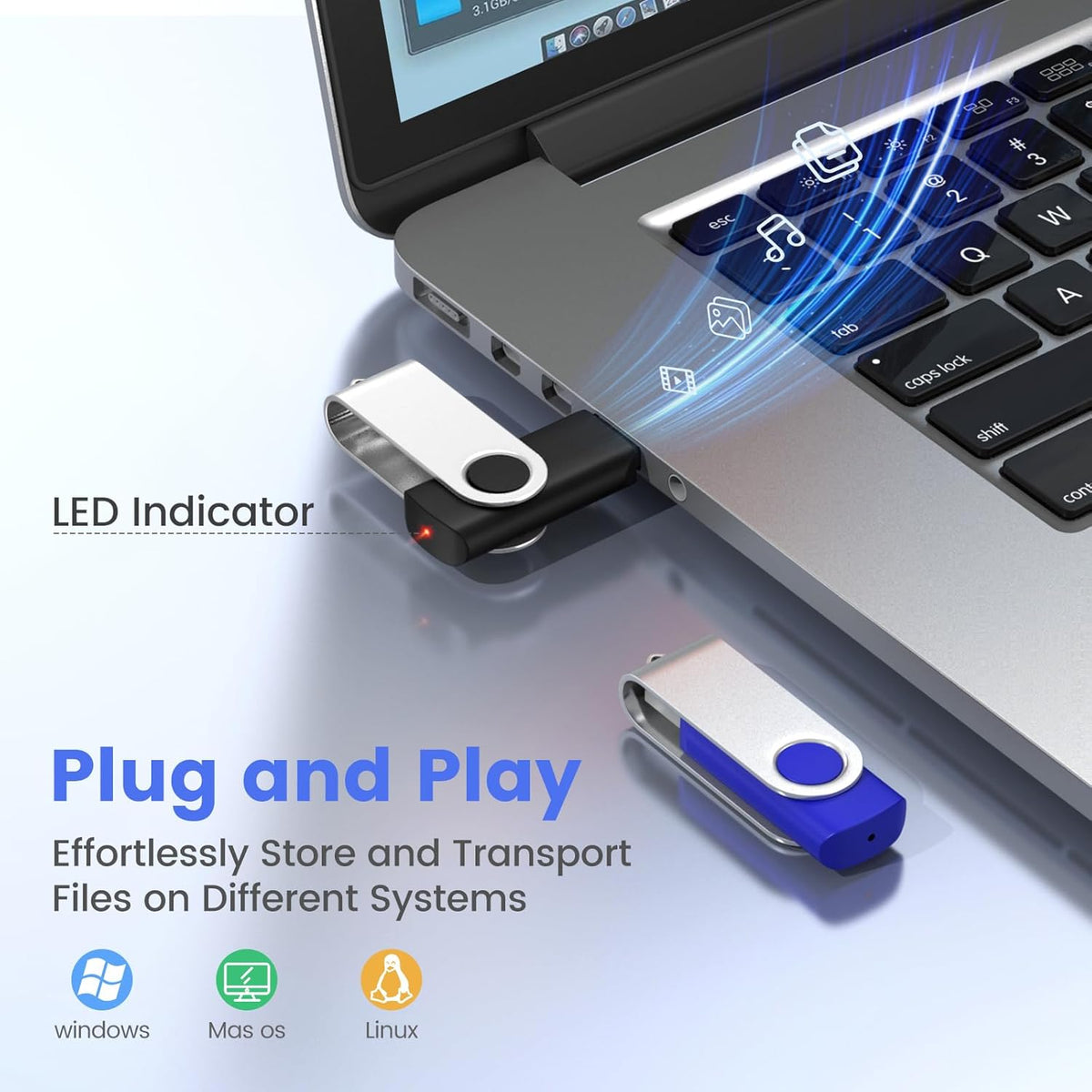 ABLAZE 4GB USB Flash Drive 100 Pack, USB 2.0 Thumb Drives Bulk Memory Sticks Pendrives 100PCS (Mixcolors)
