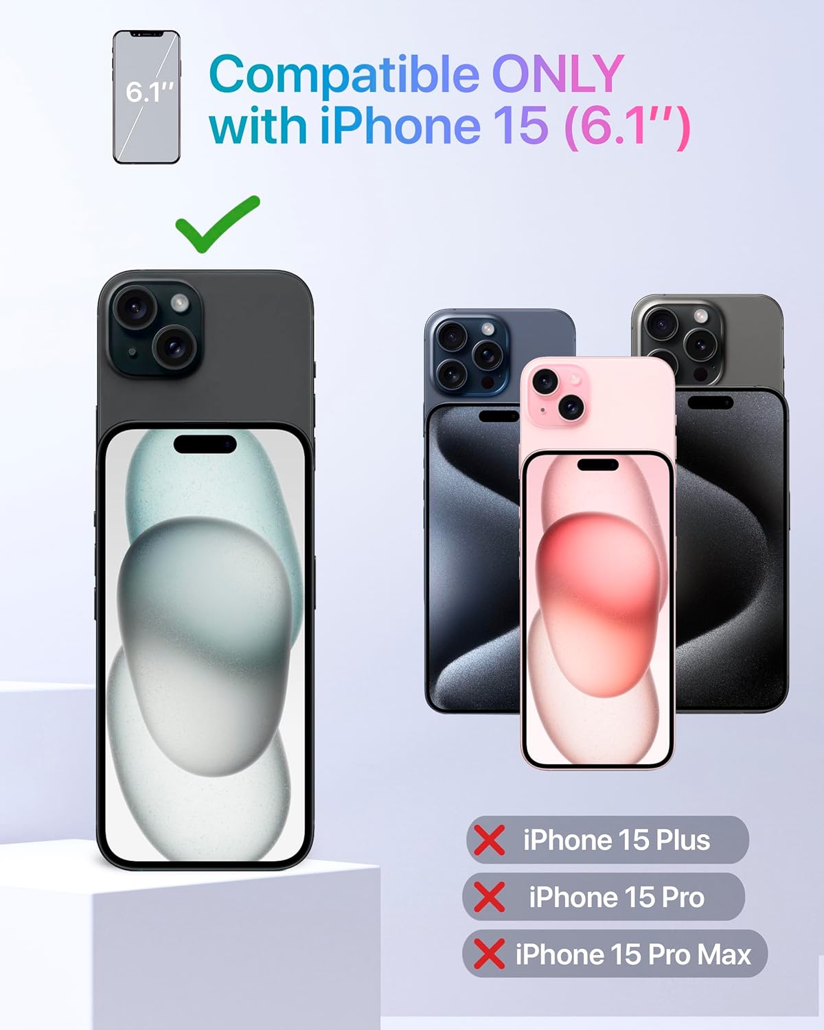 TORU CX Slim for iPhone 15 Case Wallet | Protective Shockproof Heavy Duty Cover with Hidden Card Holder & Card Slot | Mirror & Wrist Strap Included - Travel Stamps