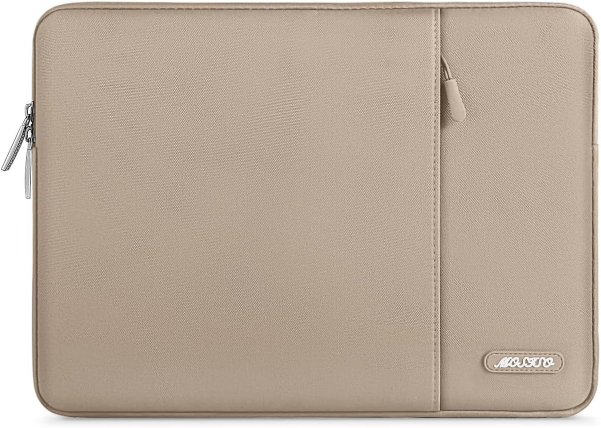 MOSISO Laptop Case 13.3 inch, 13-13.3 inch Laptop Sleeve Compatible with MacBook Air/Pro 13 / Pro 14, HP Dell ASUS Lenovo Notebook, Polyester Vertical Computer Sleeve Bag with Pocket, Taupe Brown