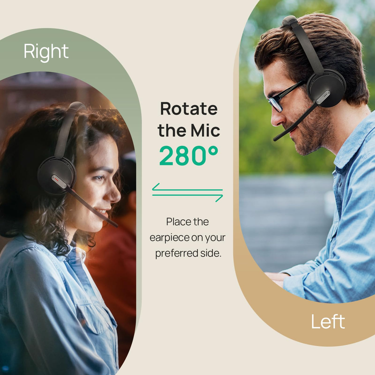 Yealink BH70 Mono Teams Wireless Headset with Mic for Work, Microsoft Teams Certified Bluetooth Headphone for 35h Calling, 91g All-Day Wearing