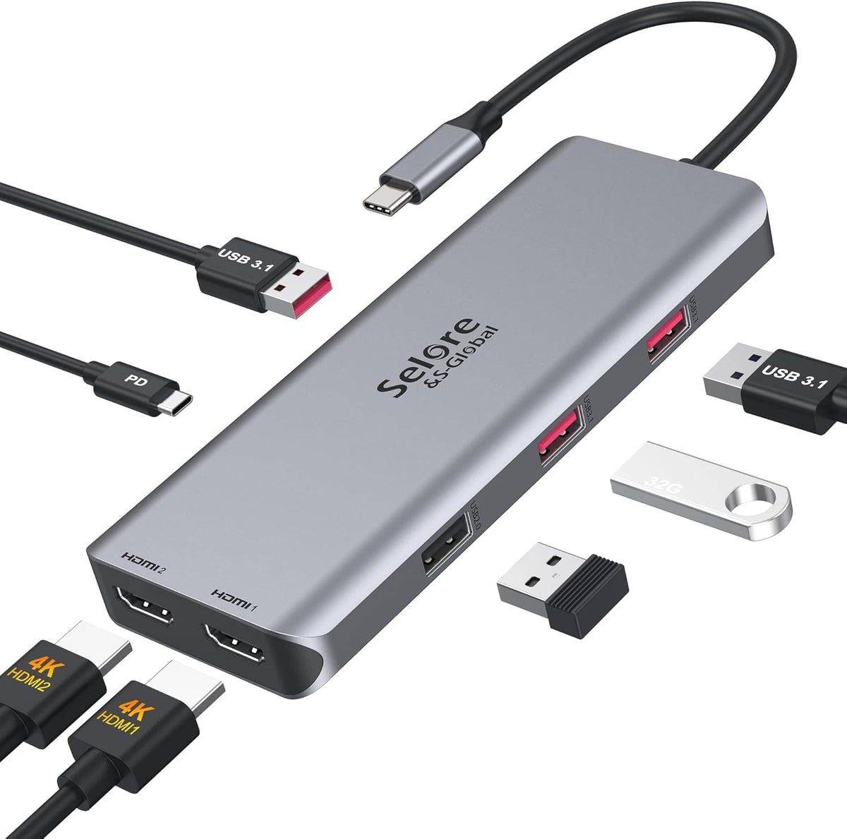 Docking Station for MacBook Pro/MacBook Air M1 2020 2019 2018 13" 15" 16", USB C Docking Station Dual Monitor, USB C Hub with 3 * 10Gbps USB Port, 100W PD Charging
