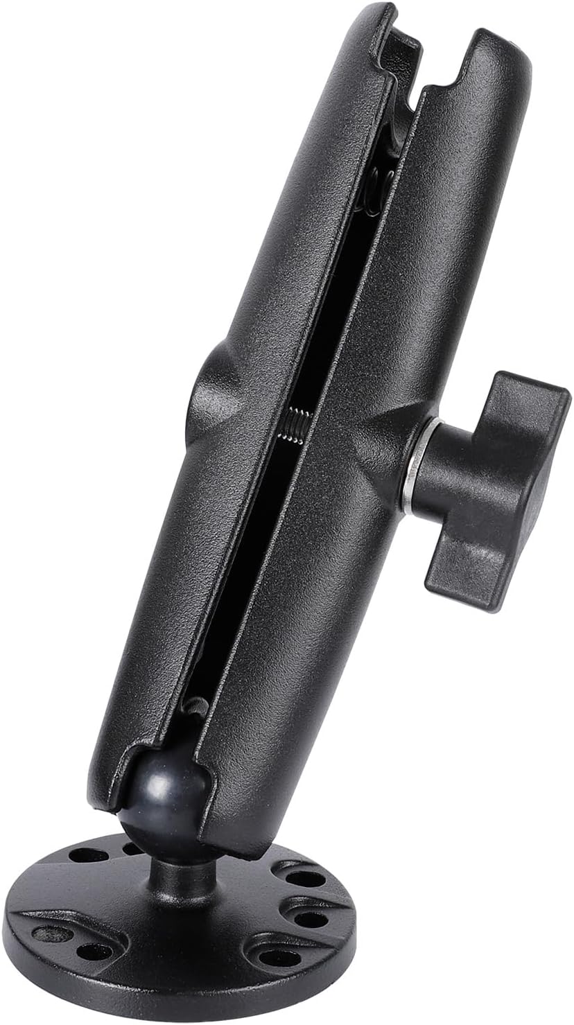 1" Ball Double Socket Arm with AMPS Hole Round Plate Base, Aluminum Alloy Arm&Drill Base, Compatible with RAM Mounts 1 Inch Ball Components, for Bike Car Motorcycle Phone Mount (6.69" Length)