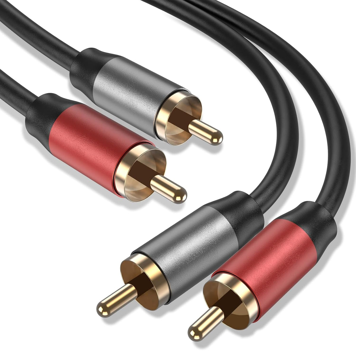 2RCA to 2RCA Cable 4.9FT (Male to Male), Gold-Plated Stereo Audio Cable for Home Theater, HDTV, Amplifier, Hi-Fi Systems, Car Audio, Gaming Consoles, Speakers, Subwoofer (4.9FT/1.5M)
