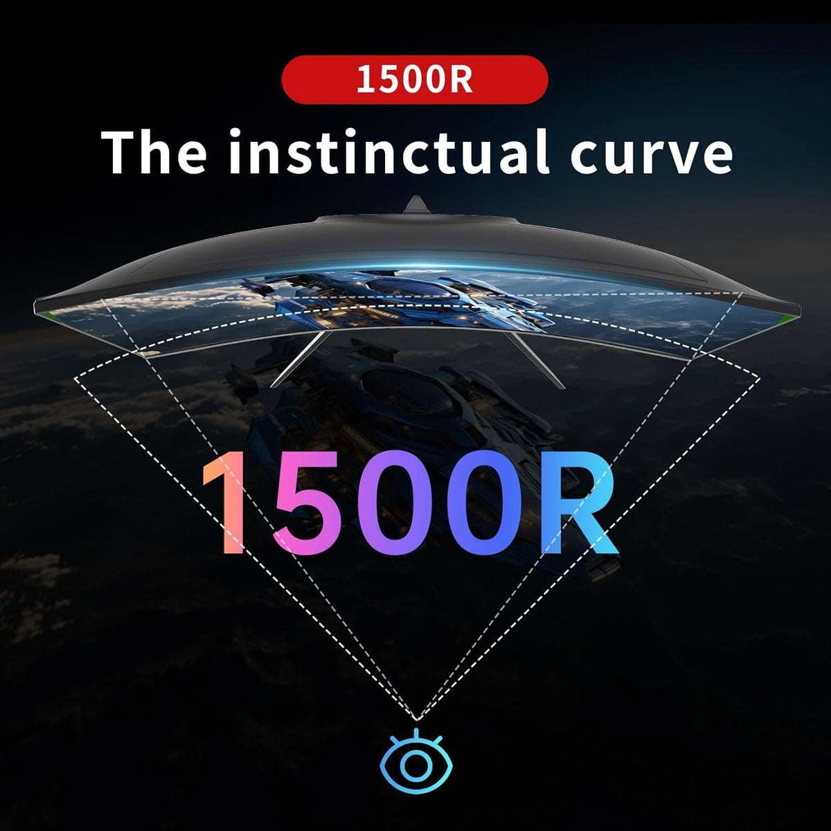 KTC 24 inch 1500R Curved Gaming Monitor 165Hz 1ms FHD 1080p VA Tilt Adaptive Sync HDR 110% sRGB DP/HDMI,VESA for Gaming Home Office Business PS5 PC Monitors